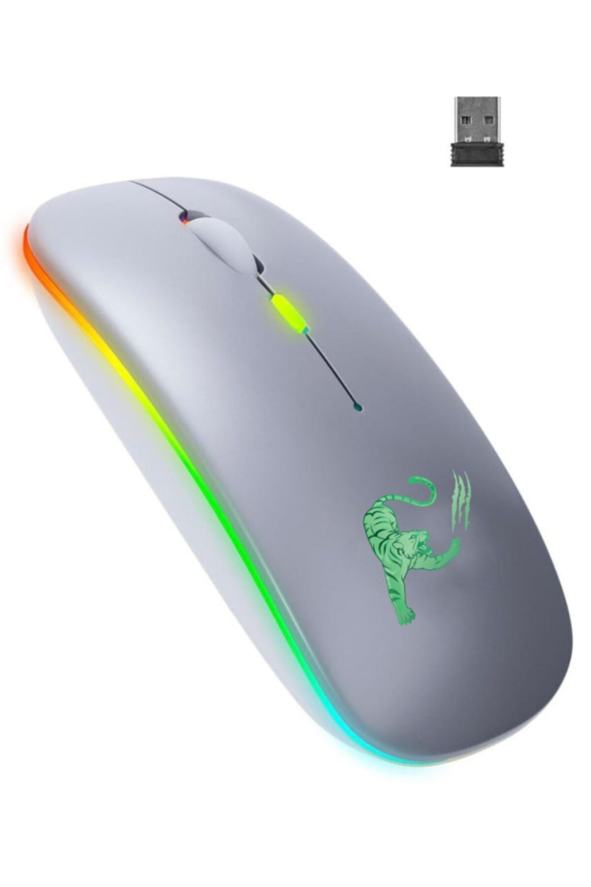 JUNGLEE Rgb Led Işıklı Şarjlı Kablosuz Mouse Sessiz 2.4 Ghz Usb Wireless 800-1200-1600 Ayarlanabilir Dpi