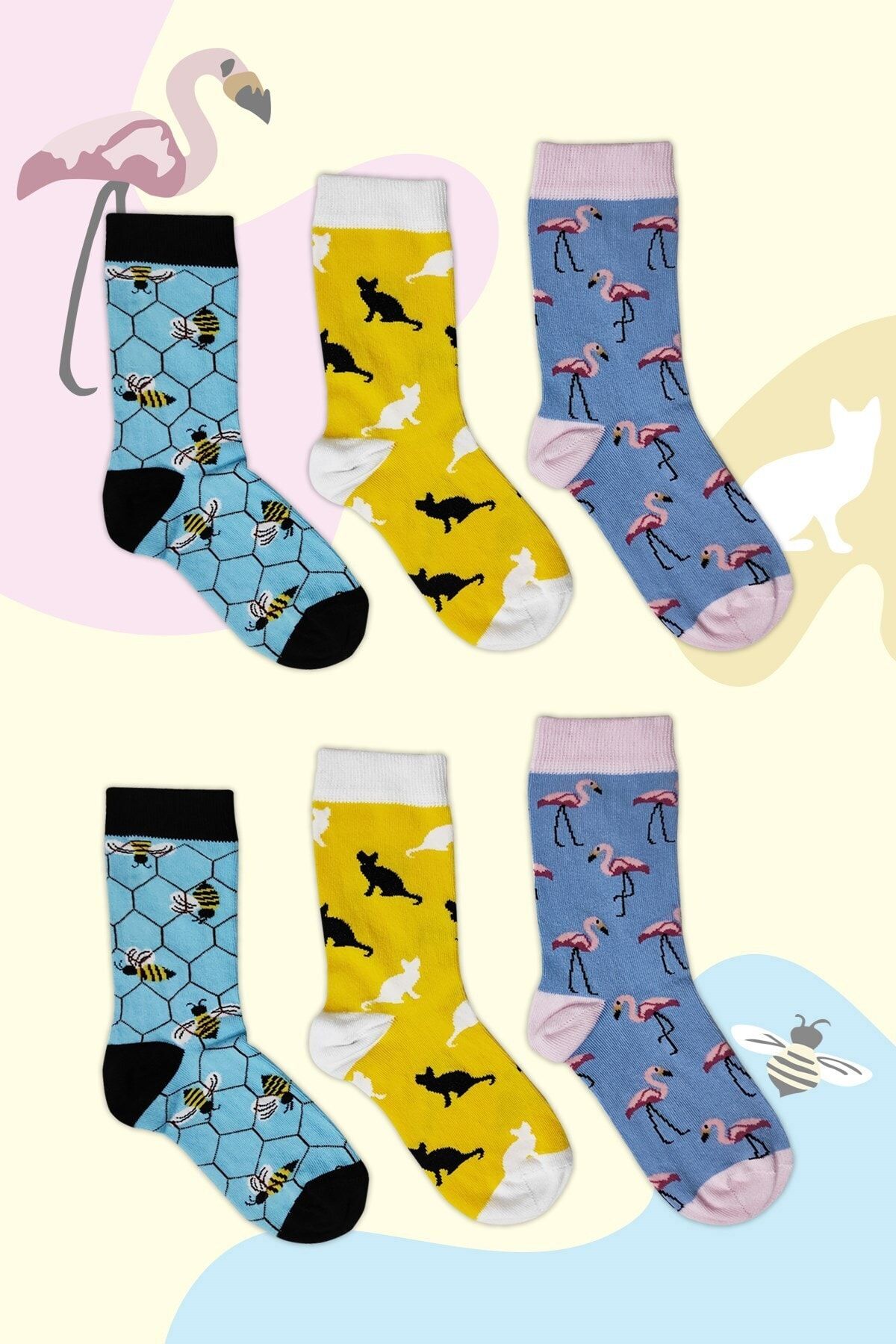 Esafe Home 6 Adet Kadın Lüks Desenli Soket Çorap