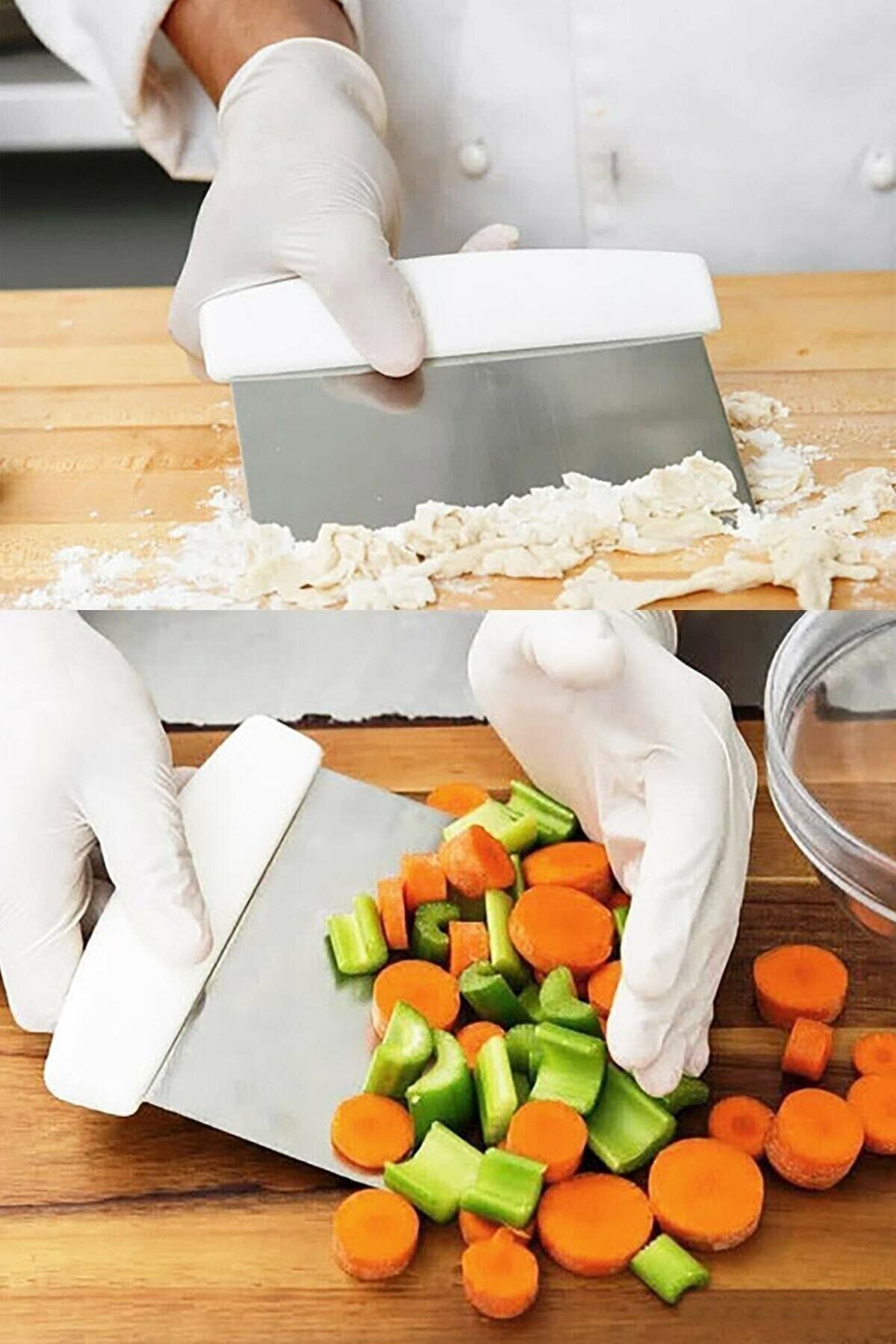 Kitchen Beauty Paslanmaz Çelik Hamur Kesme Aparatı Kesici Kazıyıcı Pasta Ve Kek Şekillendiren Spatula