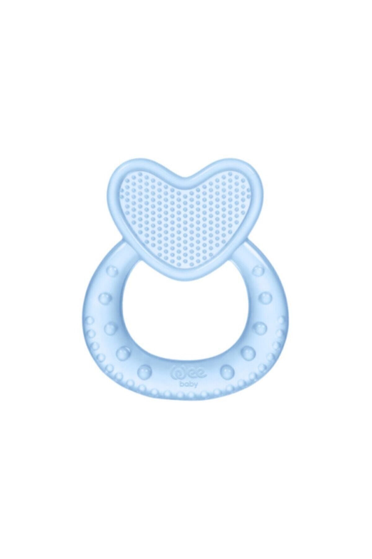 Wee Baby Unisex Bebek Mavi Kalpli Silikon Diş Kaşıyıcı