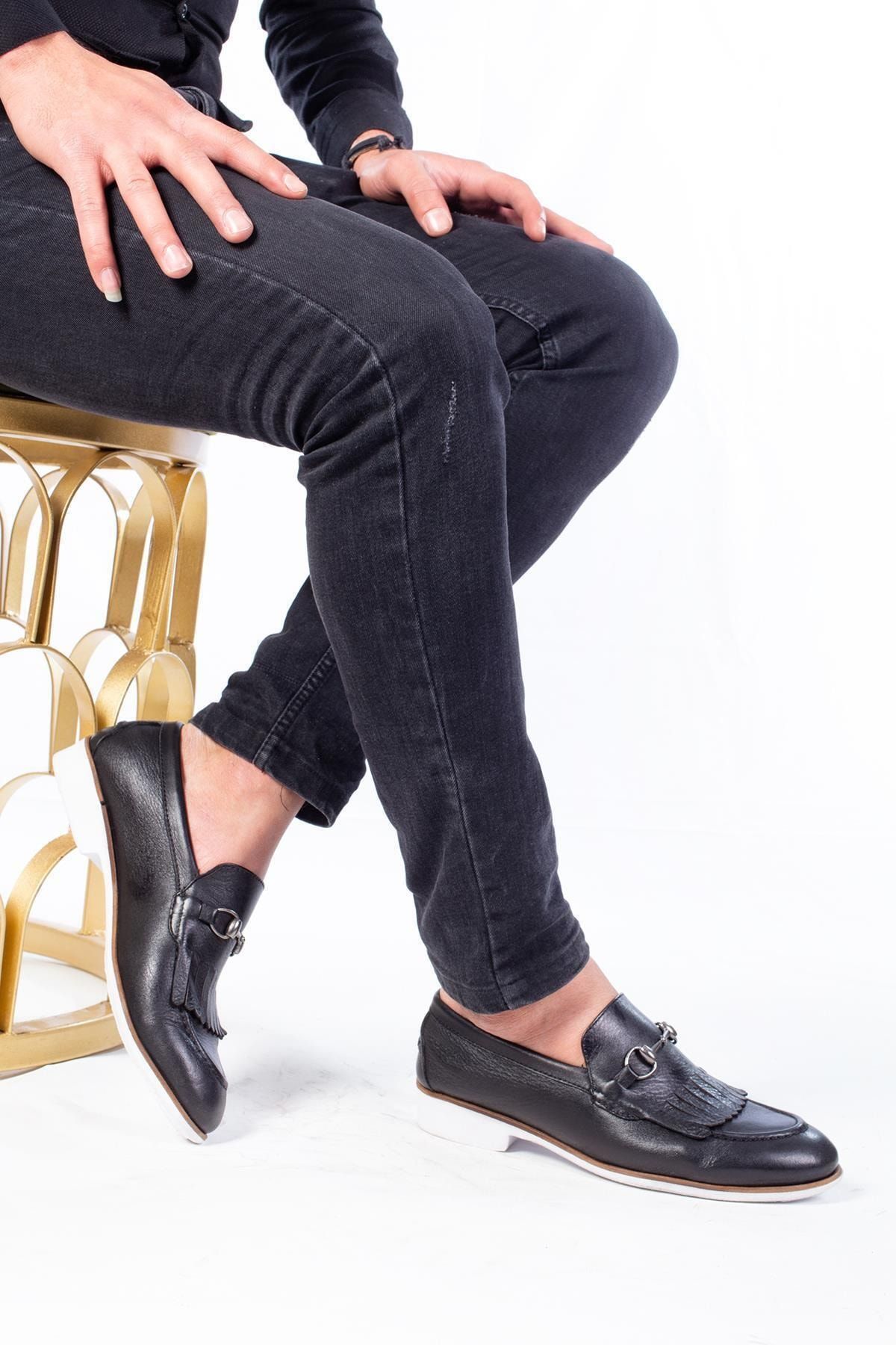 Limoya Siyah Hakiki Deri Casuel Erkek Ayakkabı