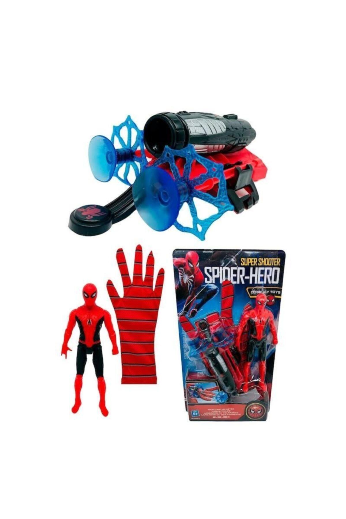 Spiderman Örümcek Adam Ağ Fırlatan Ok Atan Vantuzlu Eldiven Işıklı Figür Oyuncak