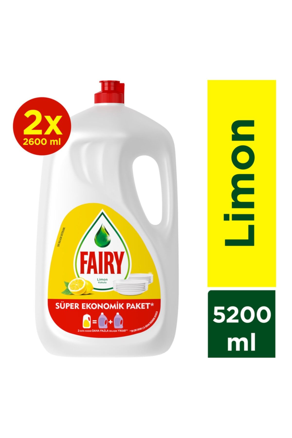 Fairy 5200 ml ( 2 X 2600 Ml) Limon Sıvı Bulaşık Deterjanı