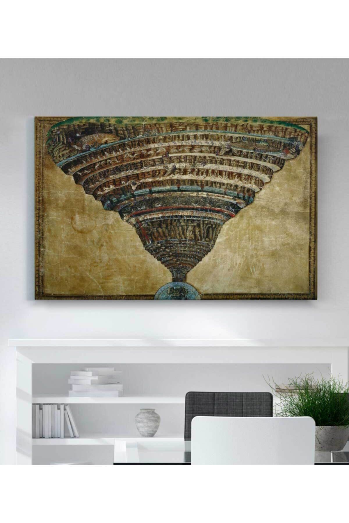 StellaStore Sandro Botticelli Cehennemin Haritası Ilahi Komedyadan Kanvas Tablo
