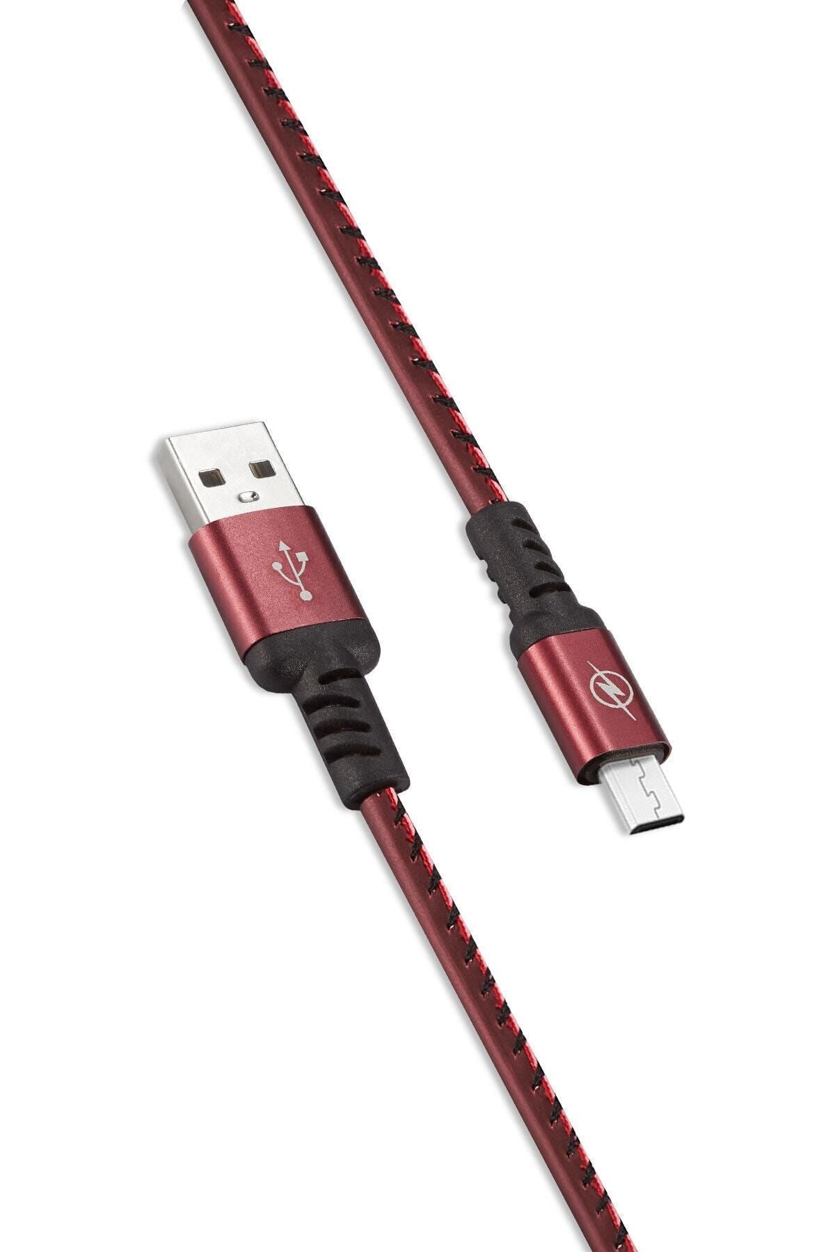 Piranha 3321 Kırmızı Mikro Usb Deri Data Kablo