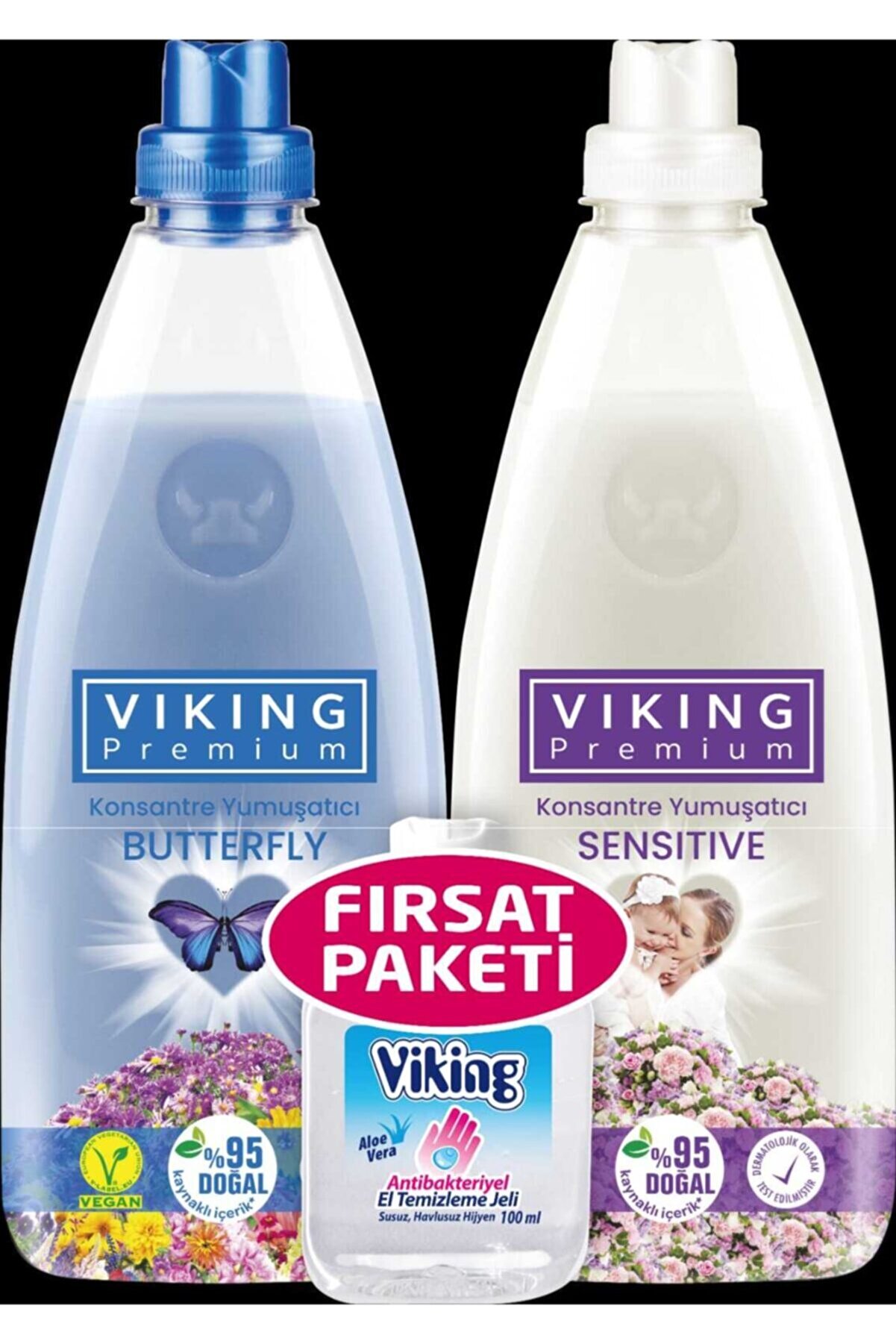 Viking Premium Konsantre Yumuşatıcı Butterfly-sensitive + El Temizleme Jeli Fırsat Paketi