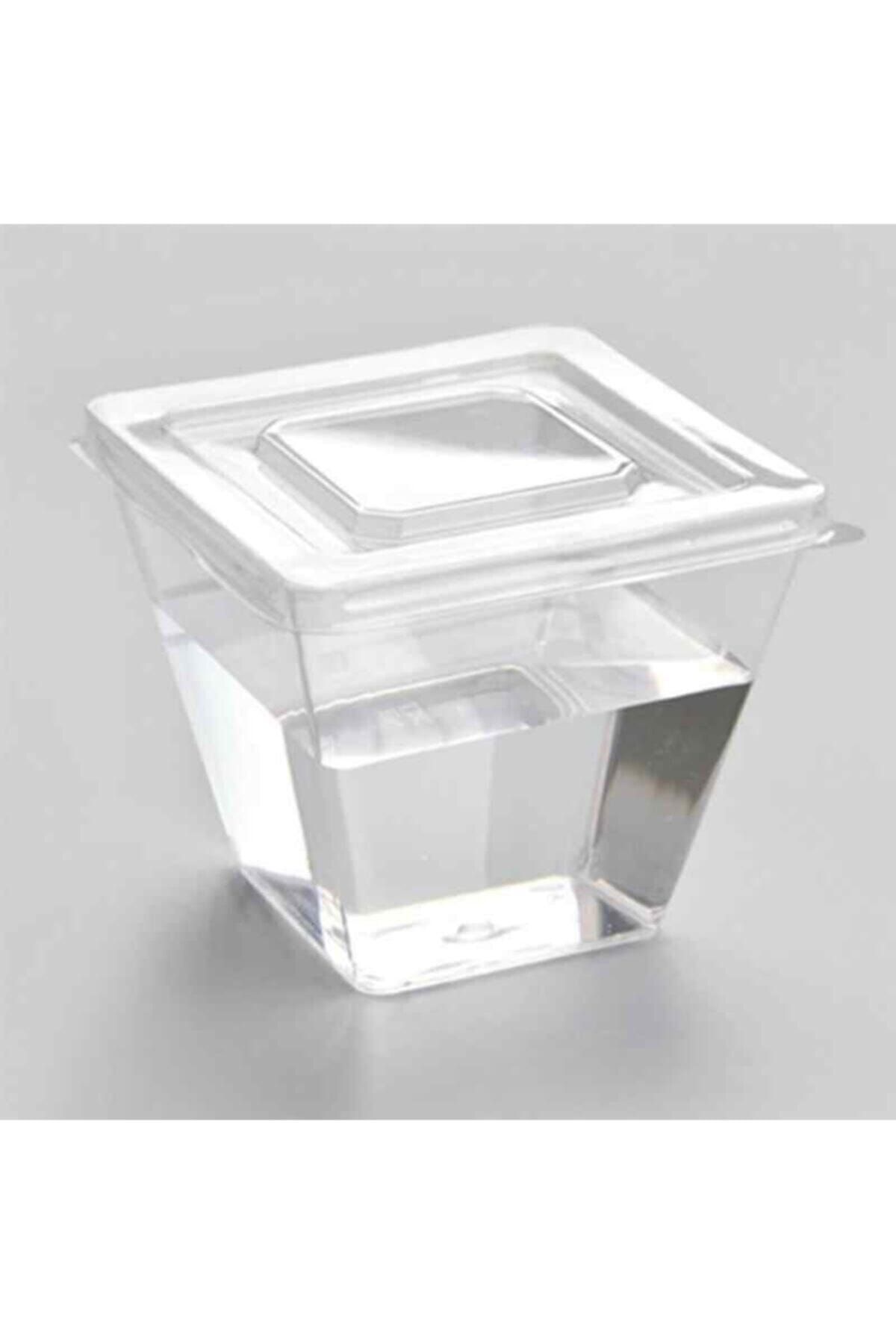 Sofora Prizma Mini Mika Plastik Sunum Kabı Kübik Kase Kapaklı 200 Cc - 50 Adet