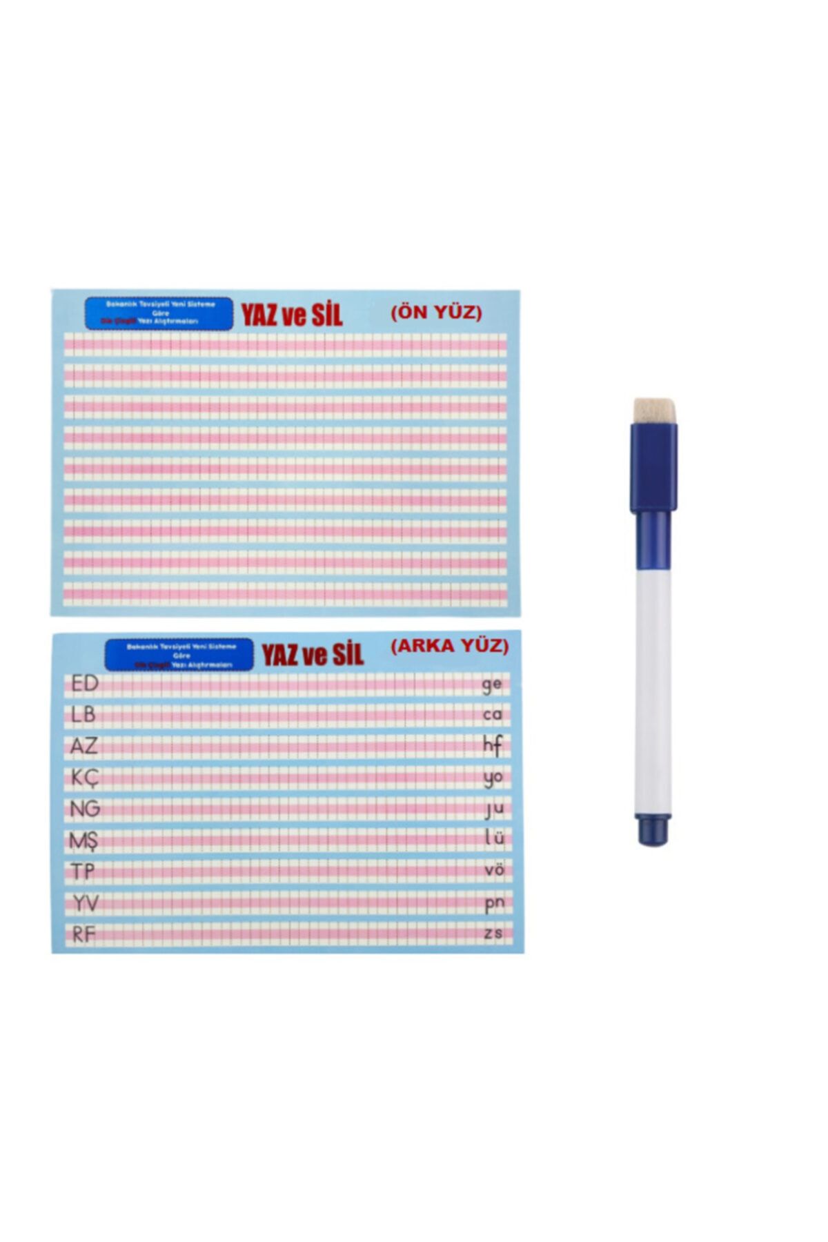 Merve Kırtasiye Pratik A4 Mini Yeni Müfredat Dik Çizgili Yazı Alıştırması + Silgili Tahta Kalemi 1 Paket