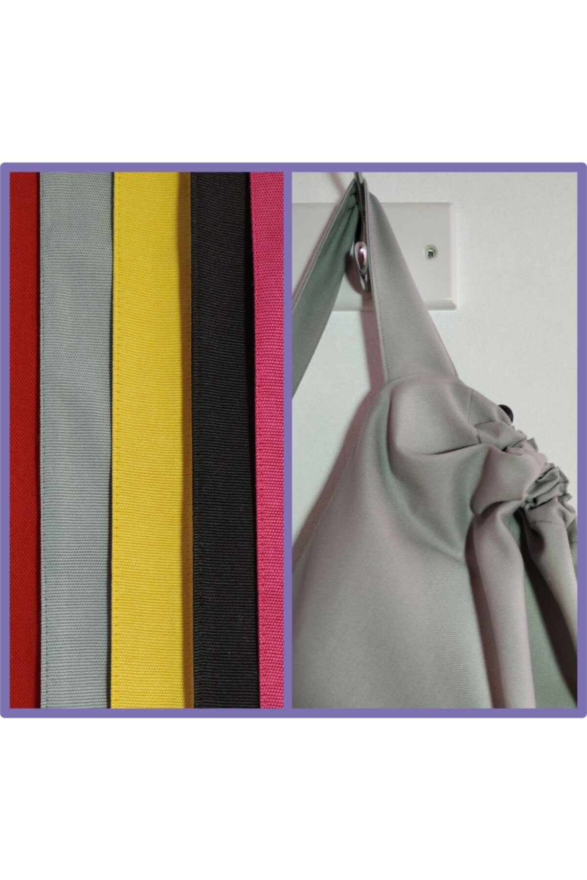 Fancyagnes El Yapımı Duck Kumaş Keten Gri Askılı Çamaşır Oyuncak Kirli Saklama Torbası 5 Renk 65*45 Cm