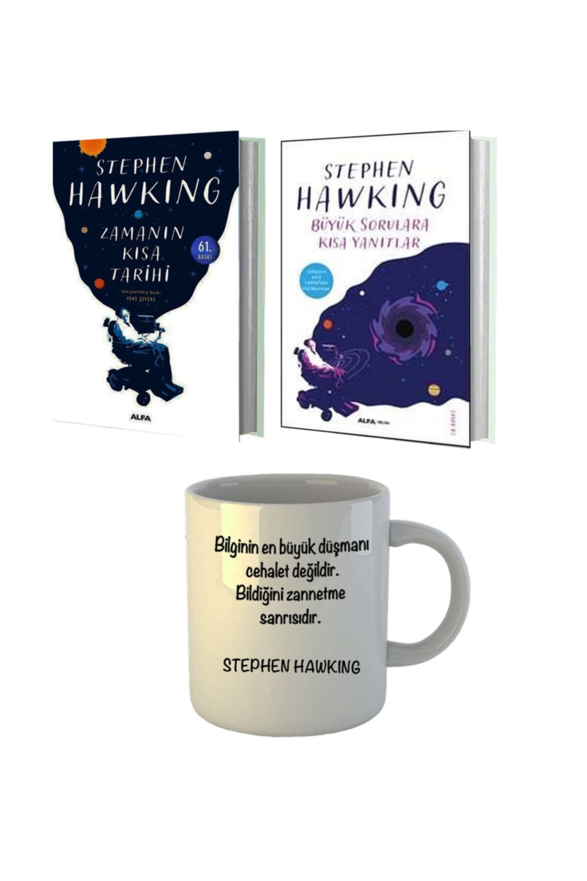 Alfa Yayınları Stephen Hawking Zamanın Kısa Tarihi(CİLTLİ) - Büyük Sorulara Kısa Yanıltlar - Kupa Bardak Hediye