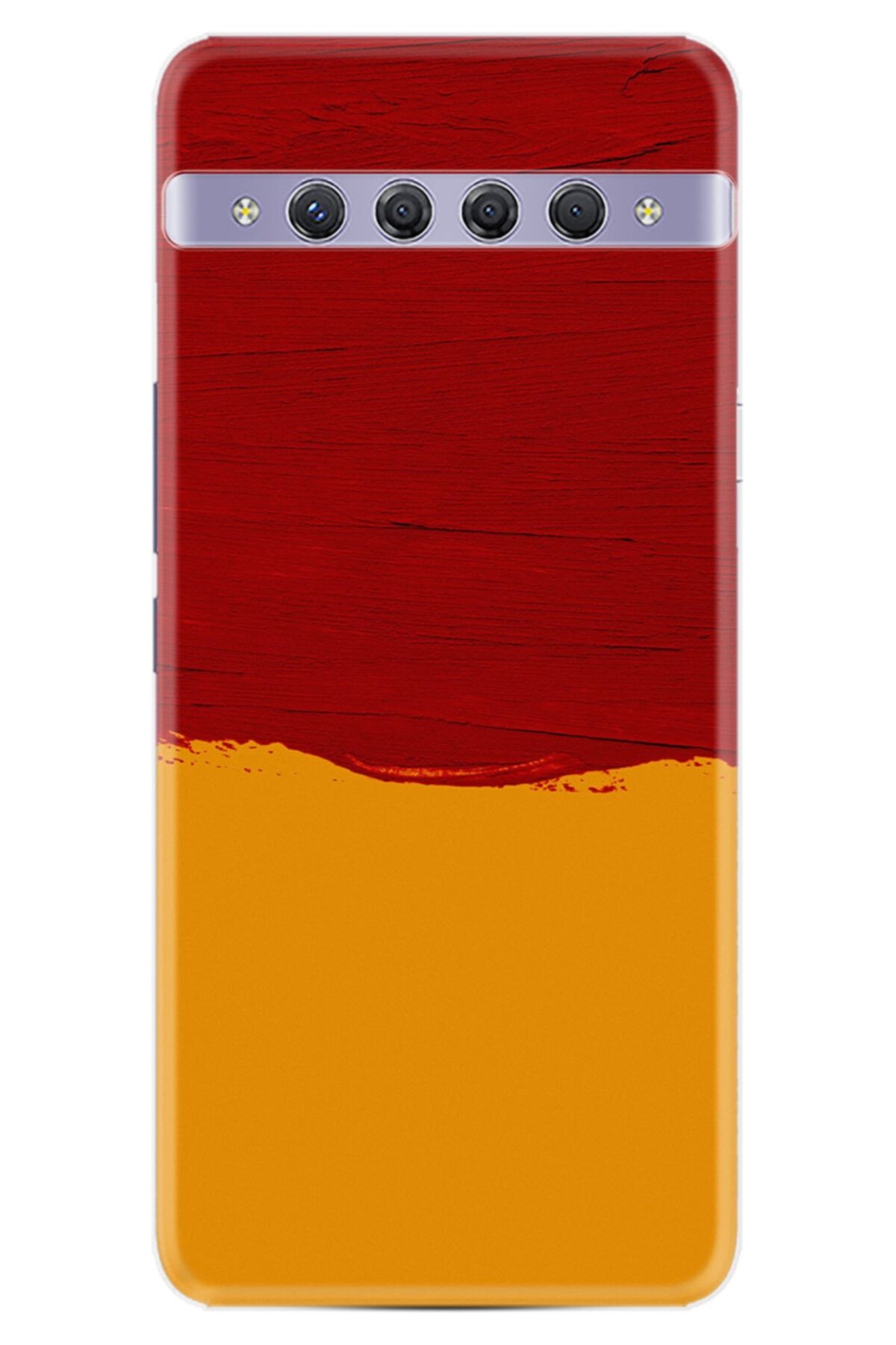 TCL 10 Plus Kılıf Silikon Desen Özel Seri Sarı Kırmızı Boya 1708