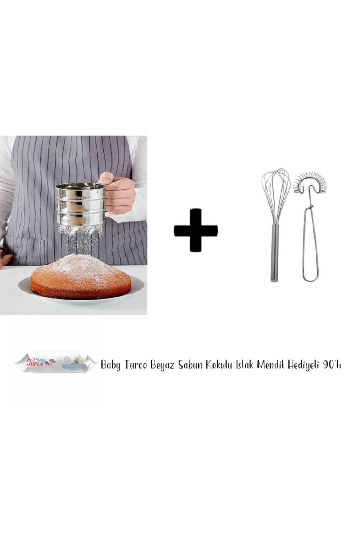 IKEA Idealısk Un Eleği + 2 Parça Paslanmaz Çelik Çırpıcı Seti - Baby Turco Islak Mendil Hediyeli