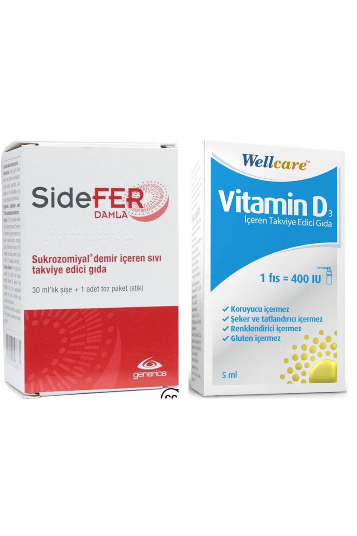 Sidefer Damla 30 ml Ve Wellcare Vitamin D3 400ıu 5 ml Sprey