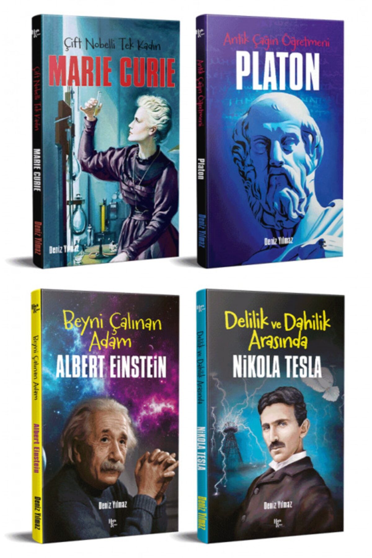 Halk Kitabevi Dünyayı Değiştiren İnsanlar 4 Kitap Einstein-Marie Curie-Tesla-Platon