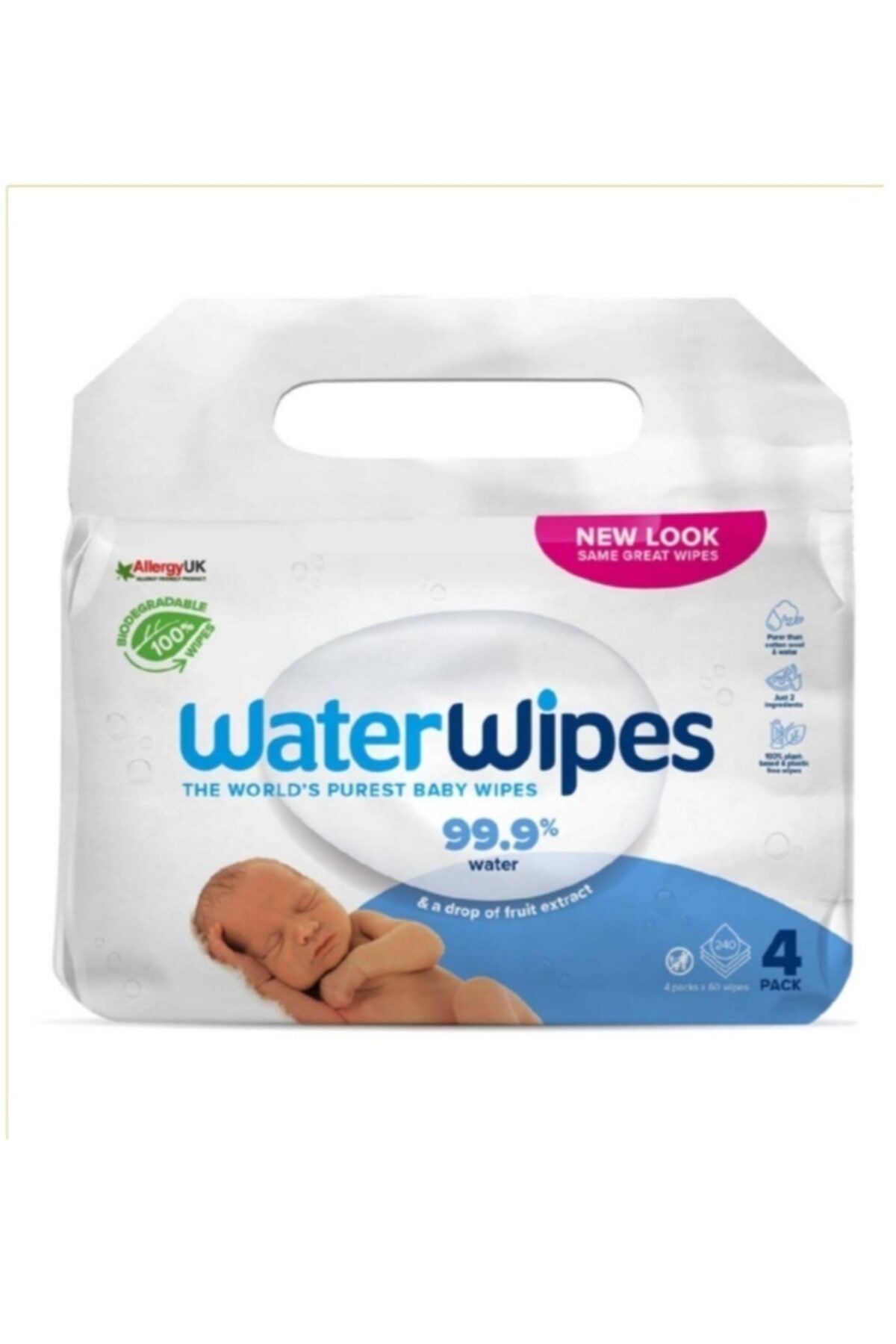 WaterWipes Doğal, Yeni Bio Degradable Original Baby Wipes (4x60 - 240 Yaprak)