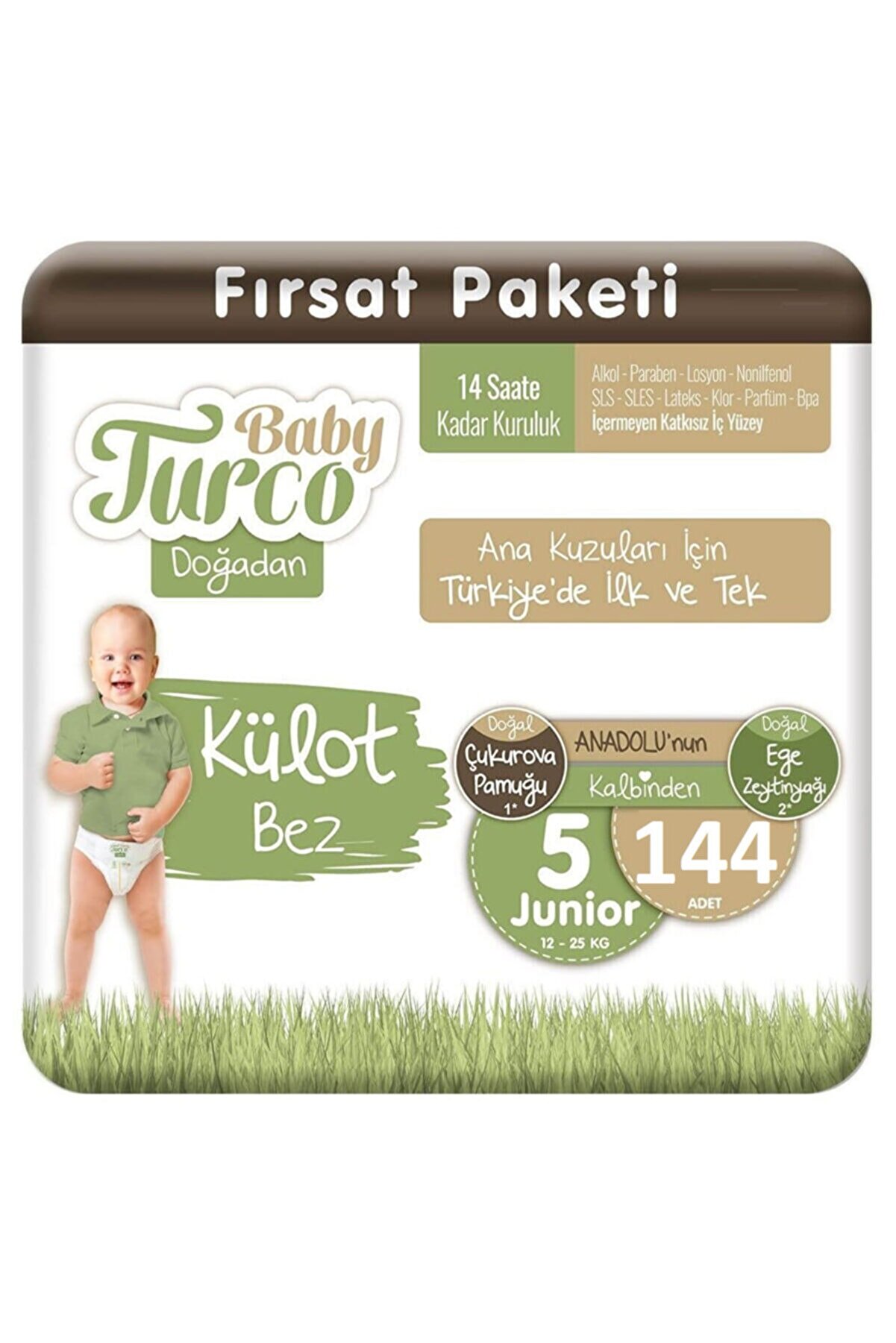 Baby Turco Doğadan Külot Bez 5 Numara Junıor 144 Adet