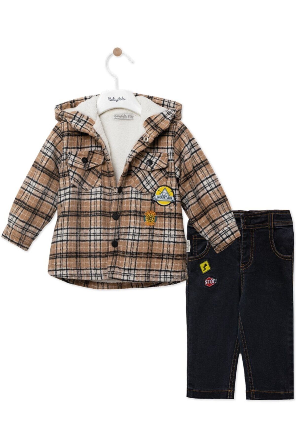 Babydola Erkek Bebek Ekose Desenli Ceket & Pantolon 2'li Takım