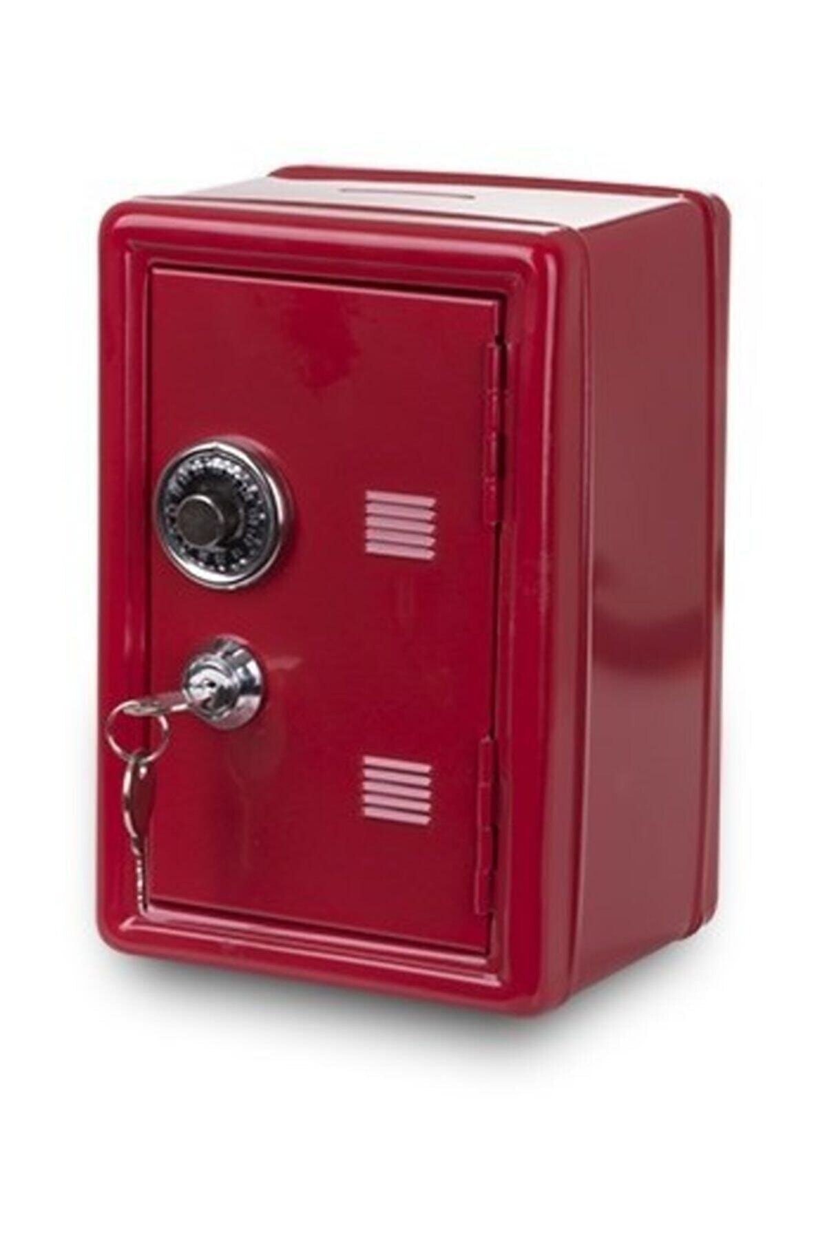 ELBA Kilitli Kasa Kumbara Anahtarlı Mini Metal Para Kasası - Kırmızı