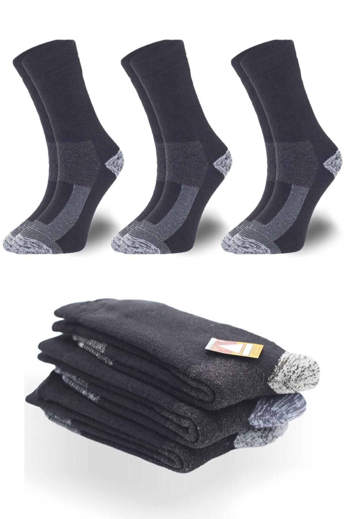 topsocks Unisex Siyah Sıcak Termal Yünlü Çorap 3'lü