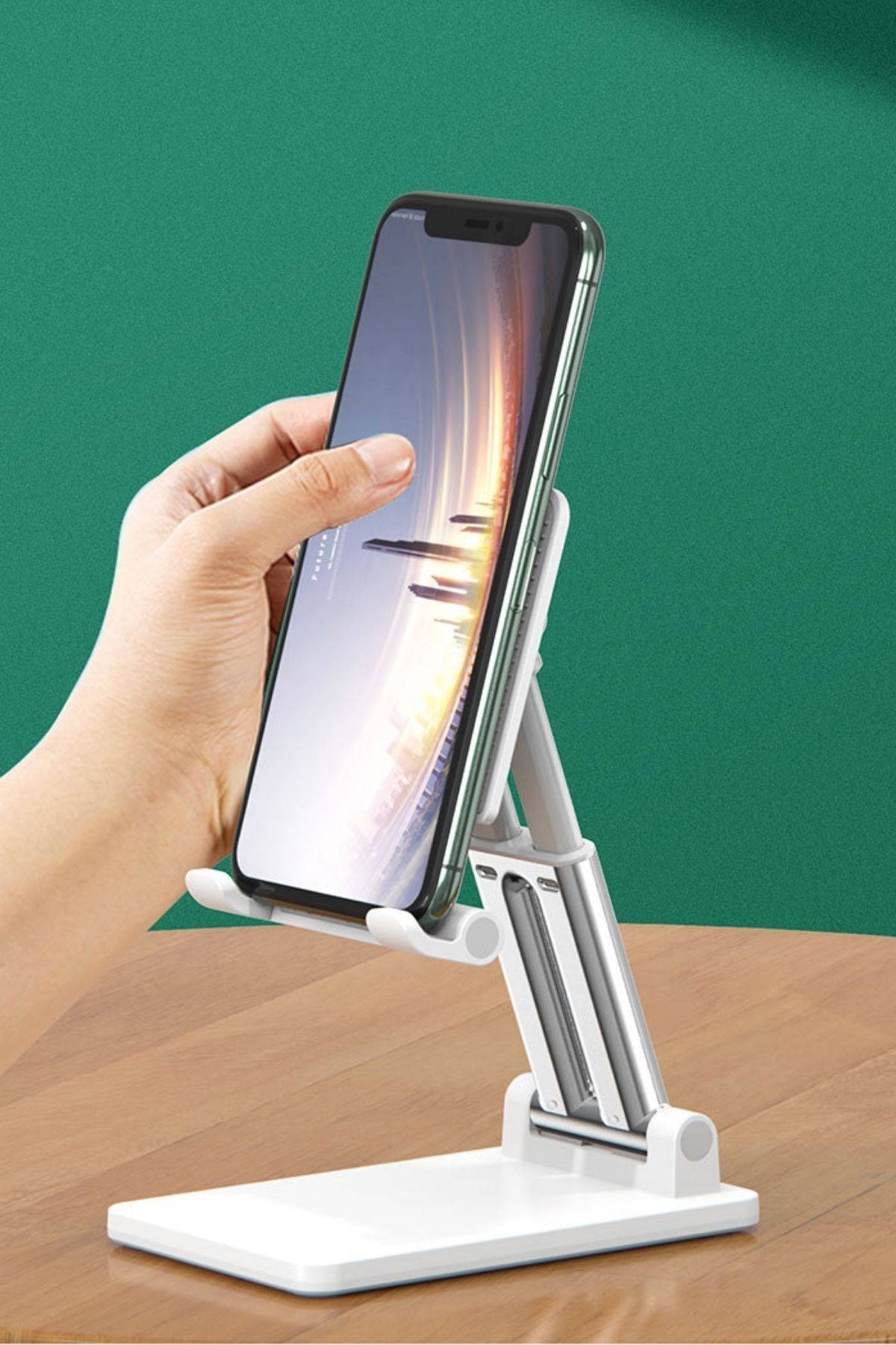 Buffer Beyaz Aynalı Cep Telefonu Sabitleyici Stand Katlanabilir Ayarlanabilir Telefon Standı