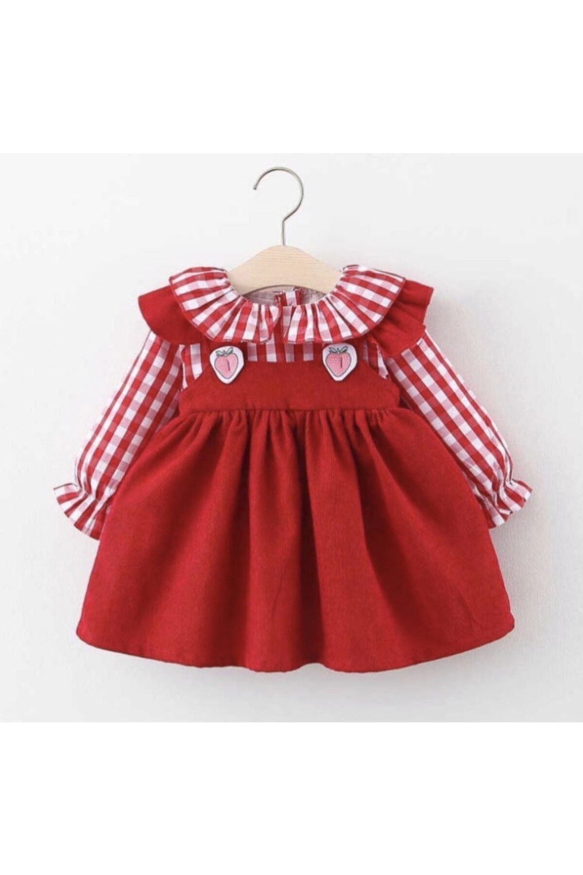 Le Petite Sole Kız Bebek Kırmızı Pötikare Gömlekli Elbise