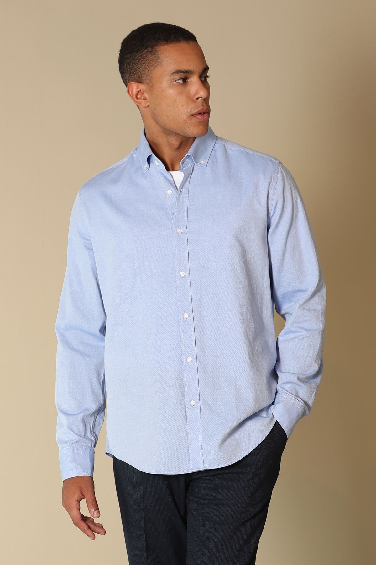 Lufian Danıel Erkek Smart Gömlek Comfort Slim Fit Mavi