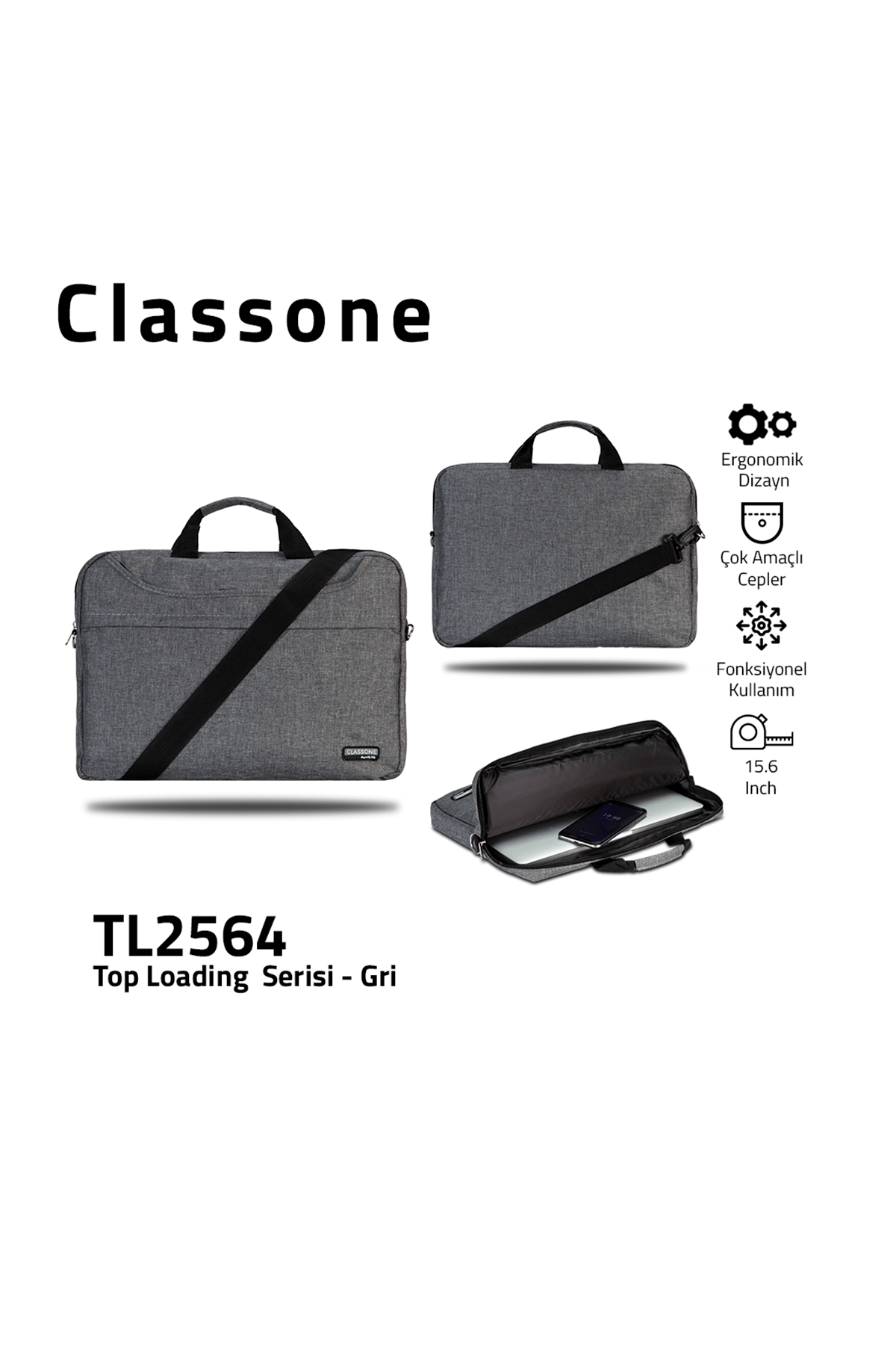 Classone 15,6 inç Uyumlu Laptop Notebook El Çantası Tl2564
