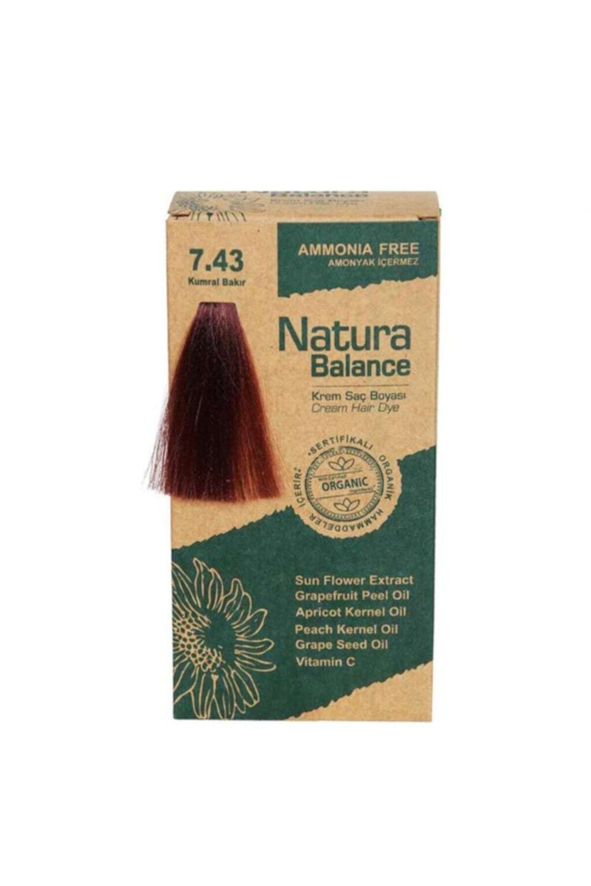 Natura Balance Krem Saç Boyası 7.43 Kumral Bakır Organik