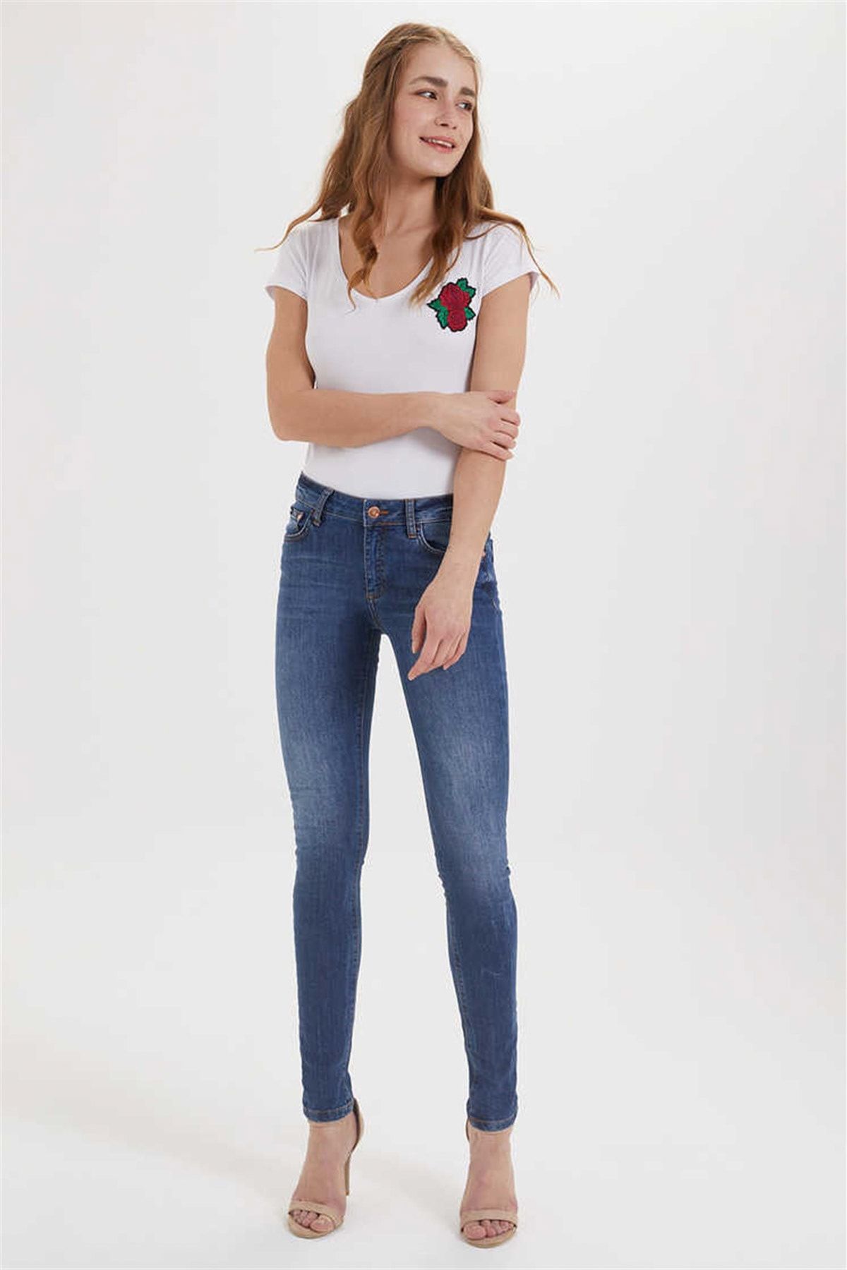 Lee Cooper Kadın Amy Denim Skinny Midrise Fit Pantolon Mid Gots 182 LCF 121009