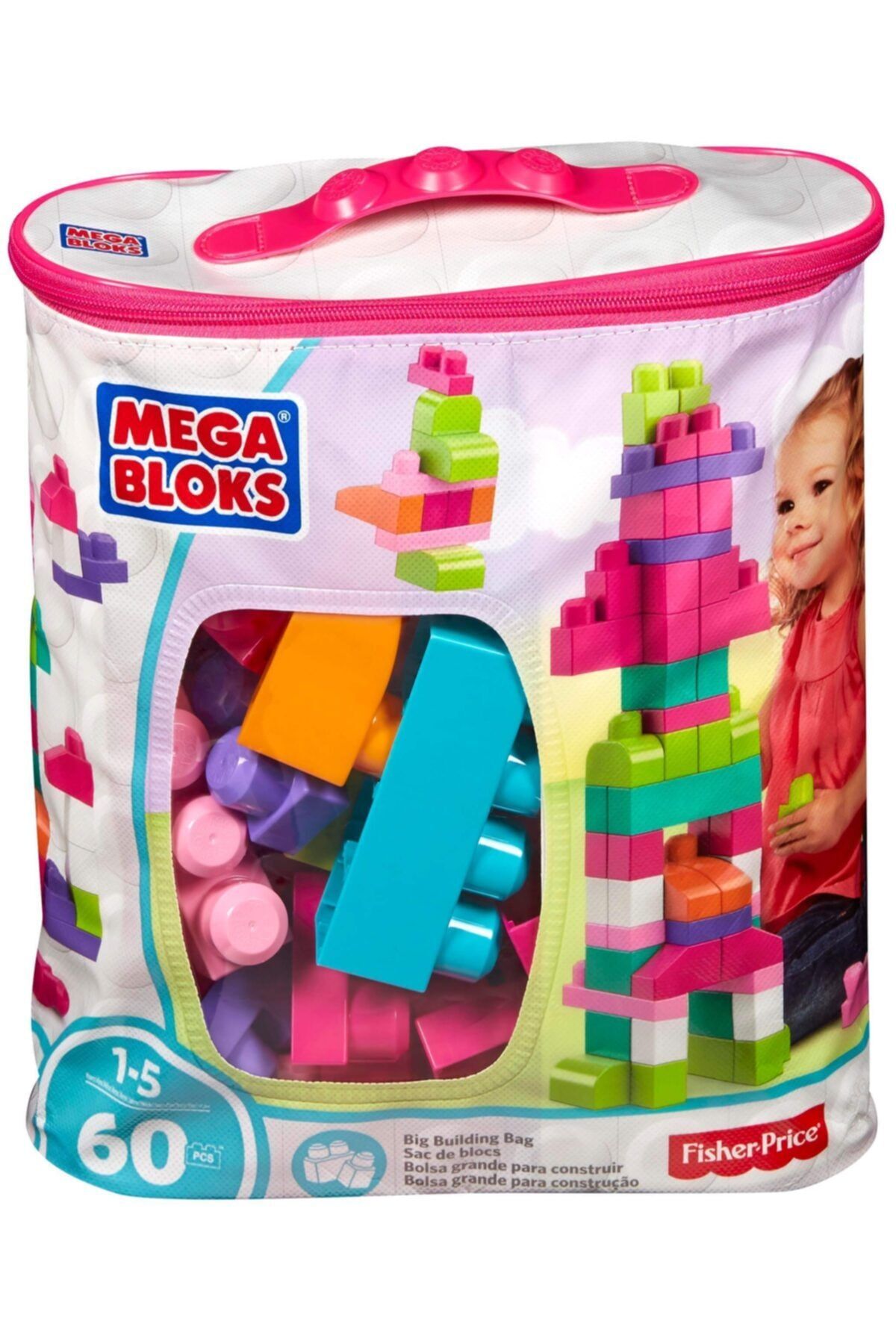 Fisher Price Mega Bloks 60'lı Blok Lego Torbaları Pembe