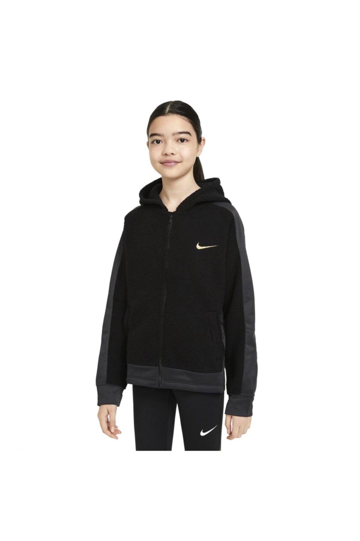 Nike G Nk Therma Winterized Fz Hd Çocuk Siyah Günlük Stil Sweatshirt Cu8442-010