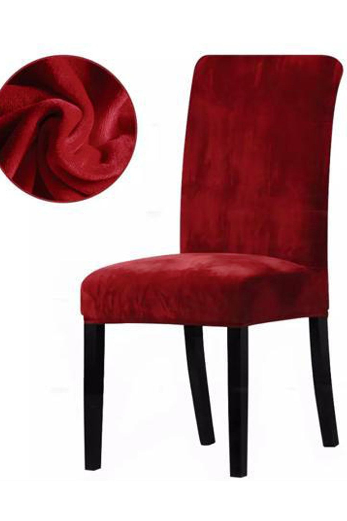 Fushia Likralı Kadife Sandalye Örtüsü Yıkanabilir Spandex Sandalye Kılıfı Kırmızı