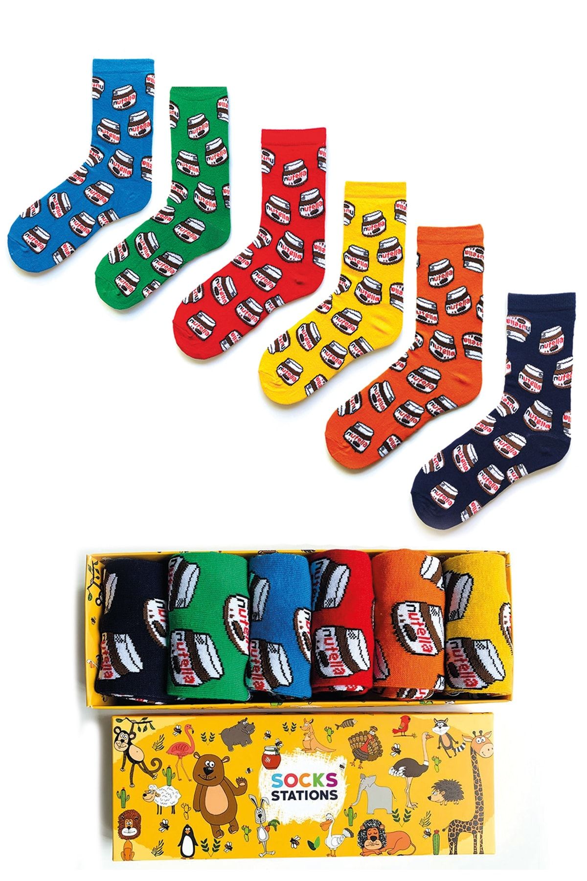 Socks Stations 6'lı Nutella Renkli Çorap Kutusu