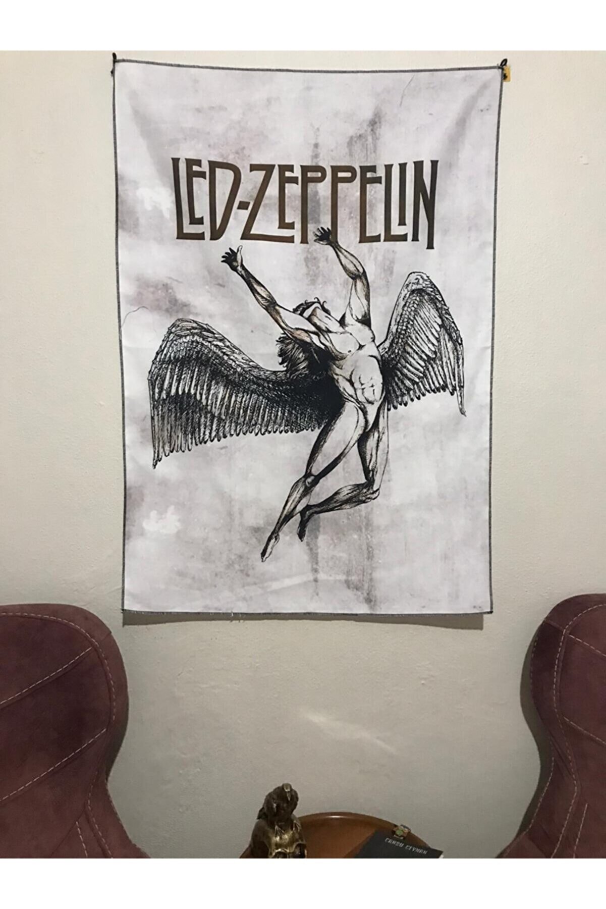 owl bag Metallica Led Zeppelin Desennli Tasarım Duvar Halısı