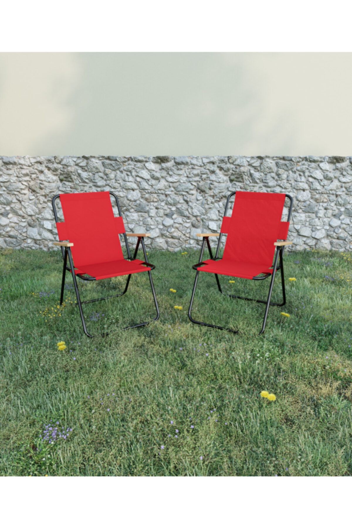 Fahrettin Küçük Kamp Sandalyesi Katlanır Kırmızı 2 Adet
