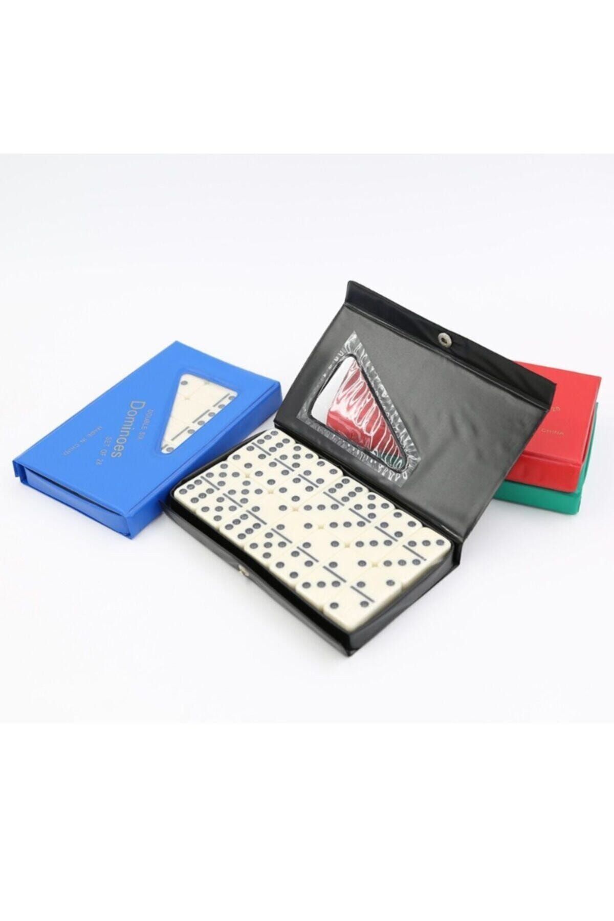 Star Oyun Orta Boy Çantalı Seramik Kemik Domino Taşı Seti Taş Boyu 4x2cm