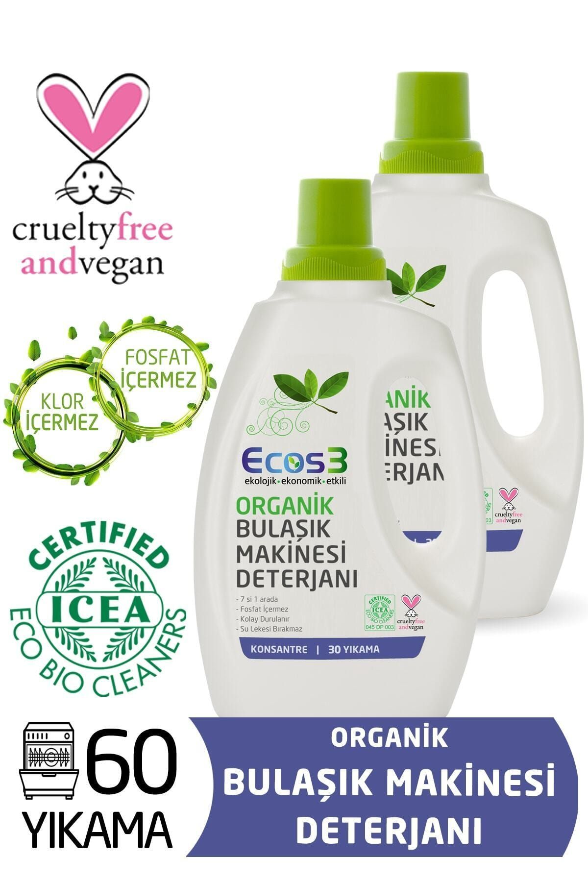 Ecos3 Vegan Ekolojik Organik Bulaşık Makinesi Deterjanı 750 Ml X2 - 60 Yıkama