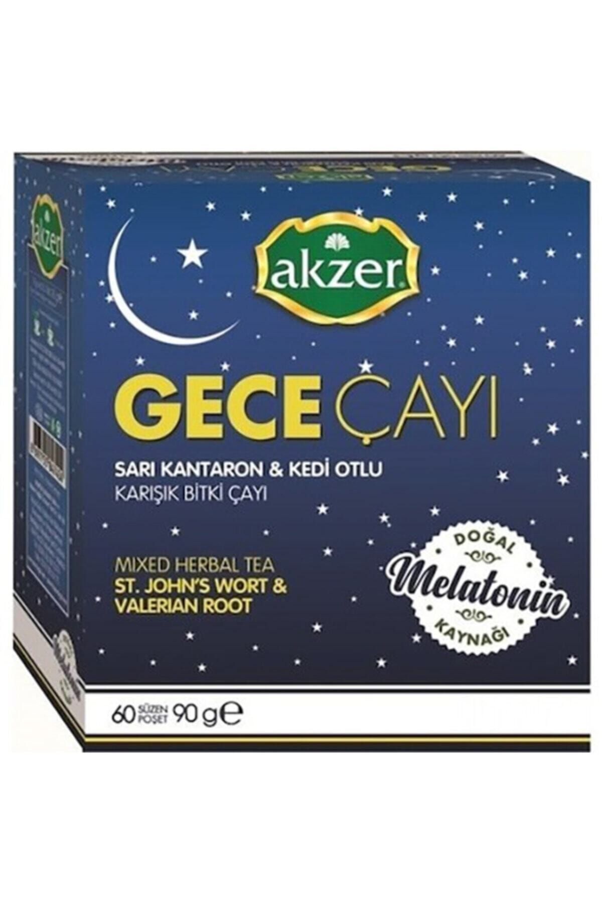 Akzer Gece Çayı Sarı Kantaron & Kedi Otlu Karışık Bitki Süzen Poşet Çay 60 X 1.5 gr.