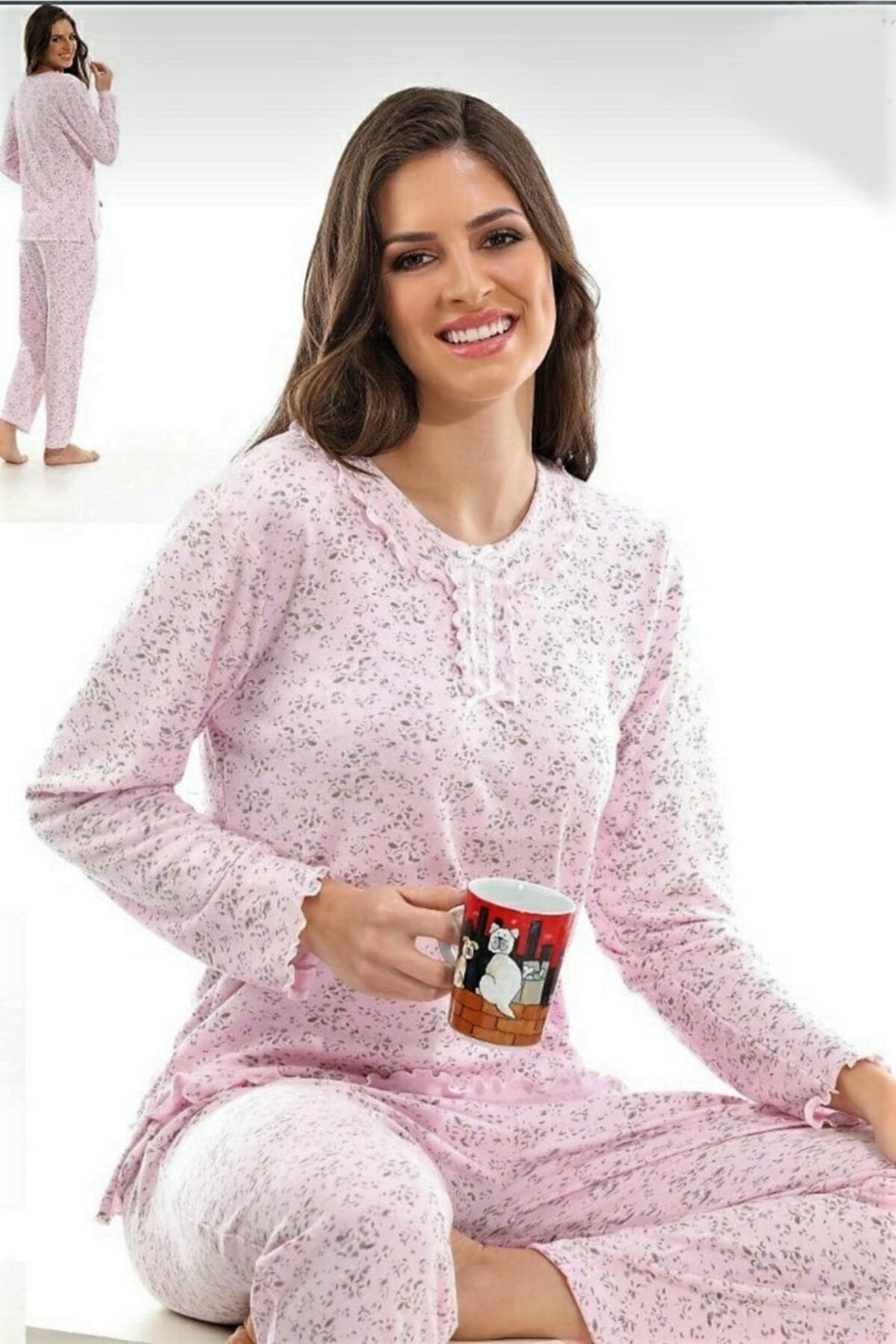Etoile Büyük Beden Pembe Pijama Takımı