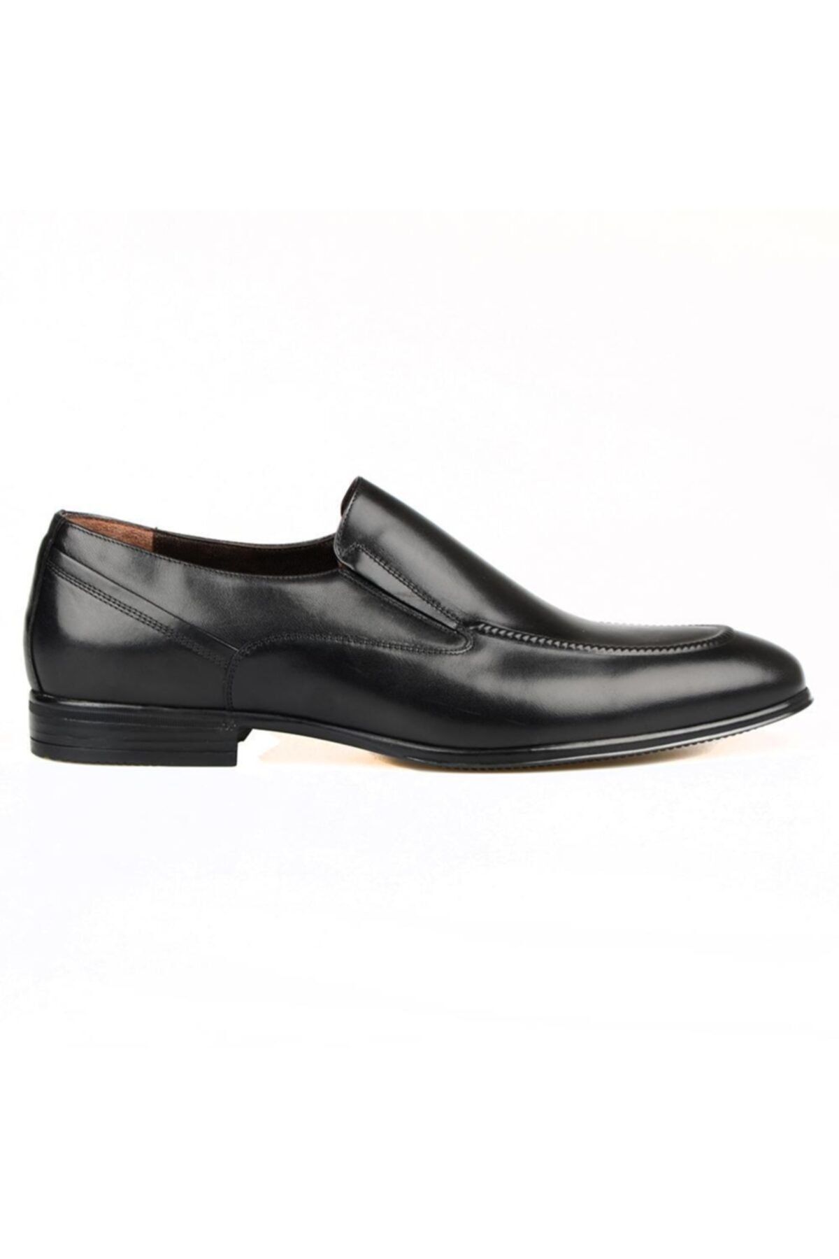 FootCourt Bağcıksız Kaymaz Taban Klasik Erkek Ayakkabı Siyah Deri