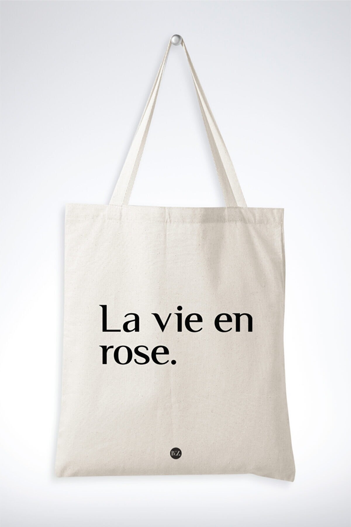 BEZ Tasarım La Vie En Rose Tasarım Pamuklu Gabardin Kumaş Askılı Omuz Çantası 35x40cm