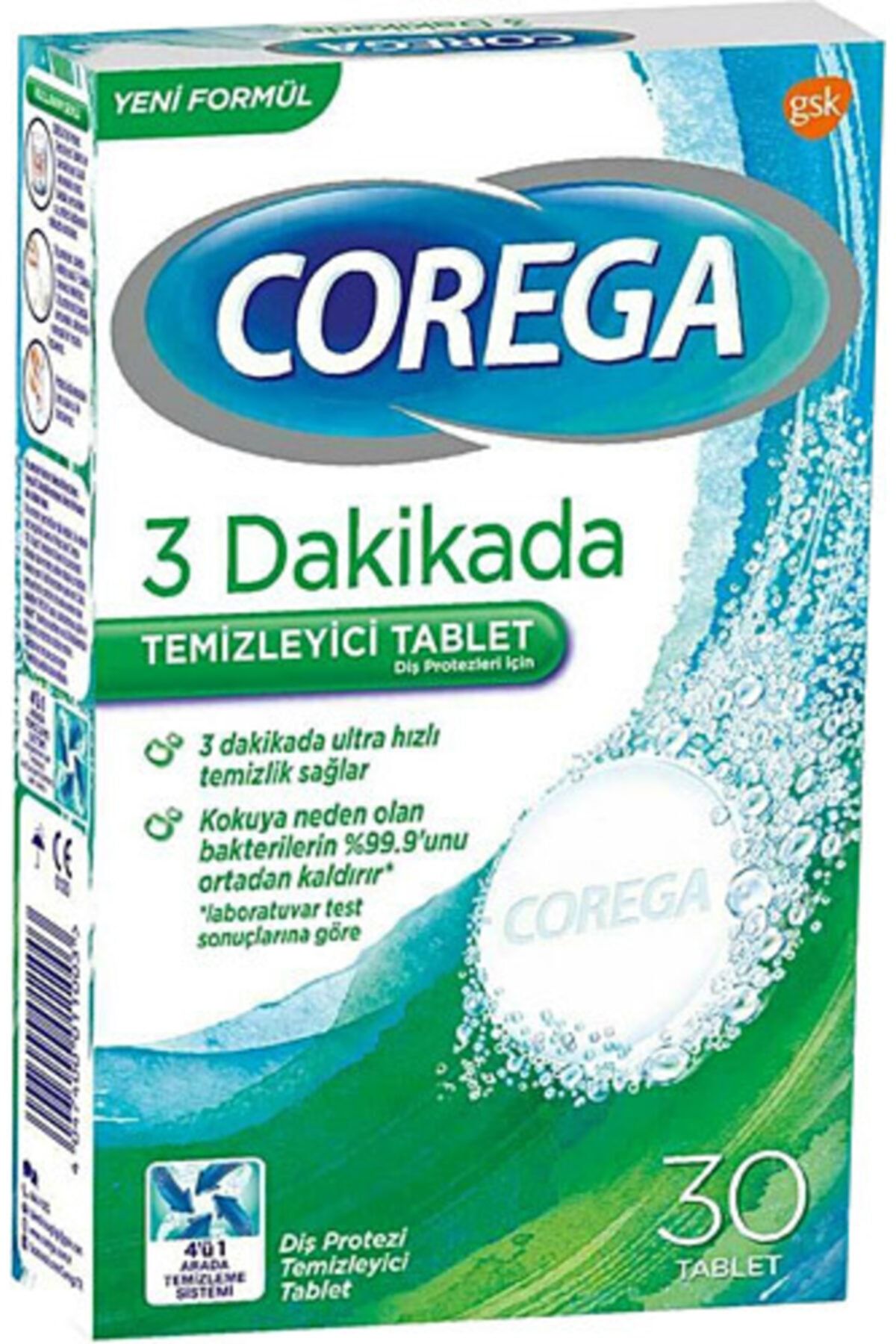 Corega Antibakteriyel Diş Protezi Temizleyici Tablet 30 Tablet