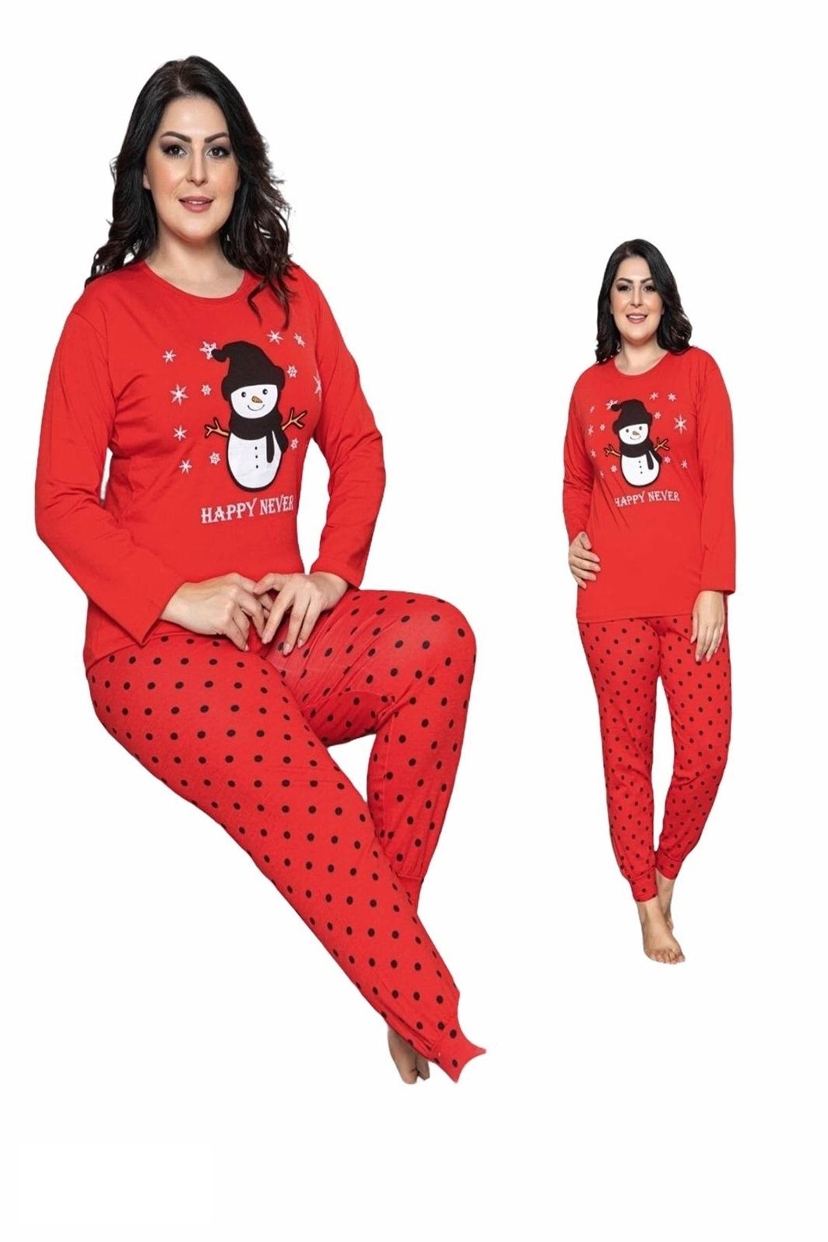 Sude Kadın Kırmızı Büyük Beden Pijama Takımı
