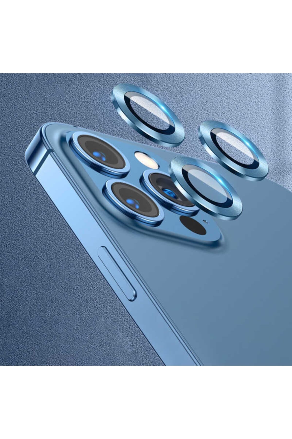 Genel Markalar Apple Iphone 13 Pro Max Ile Uyumlu Yüksek Çözünürlüklü Kamera Lens Koruyucu Mavi