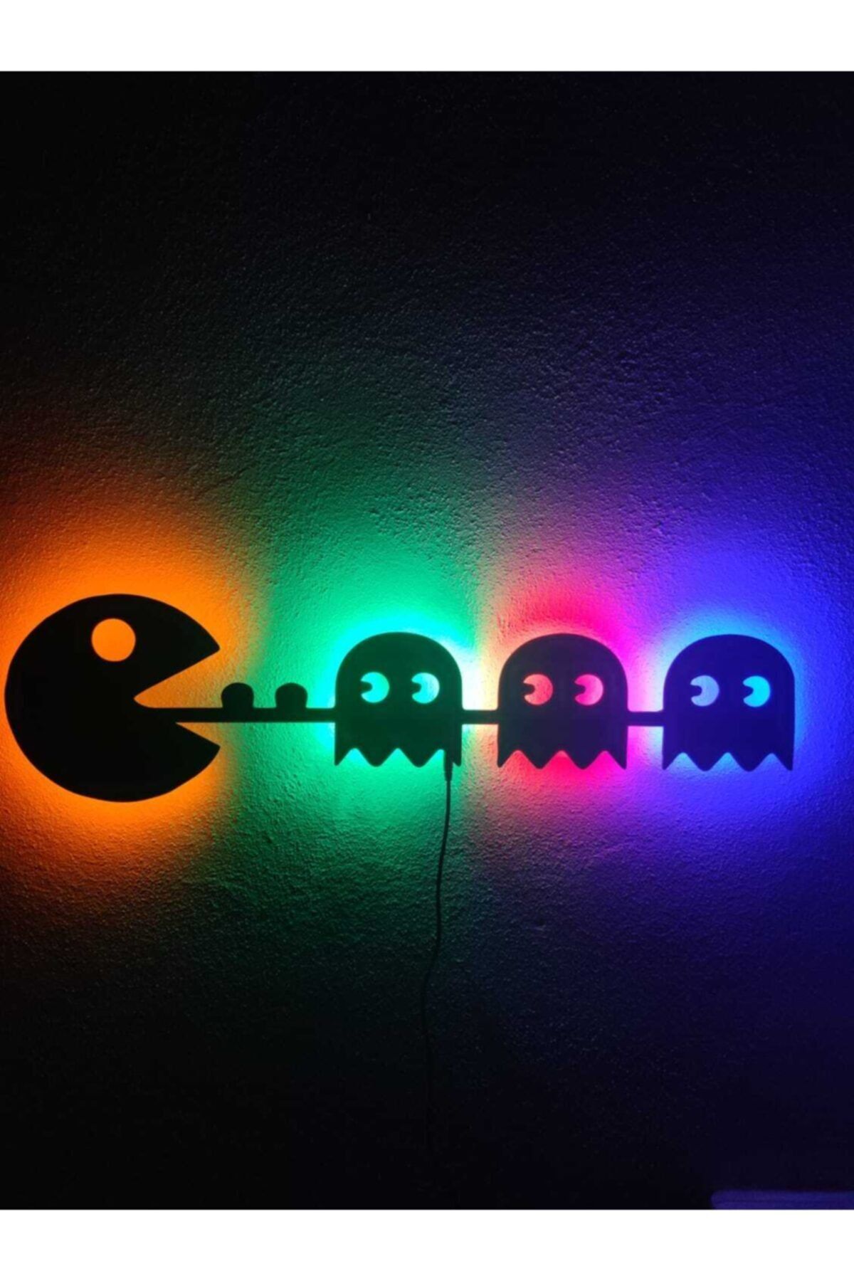 dekoraven Pacman Led Işıklı Ahşap Tablo