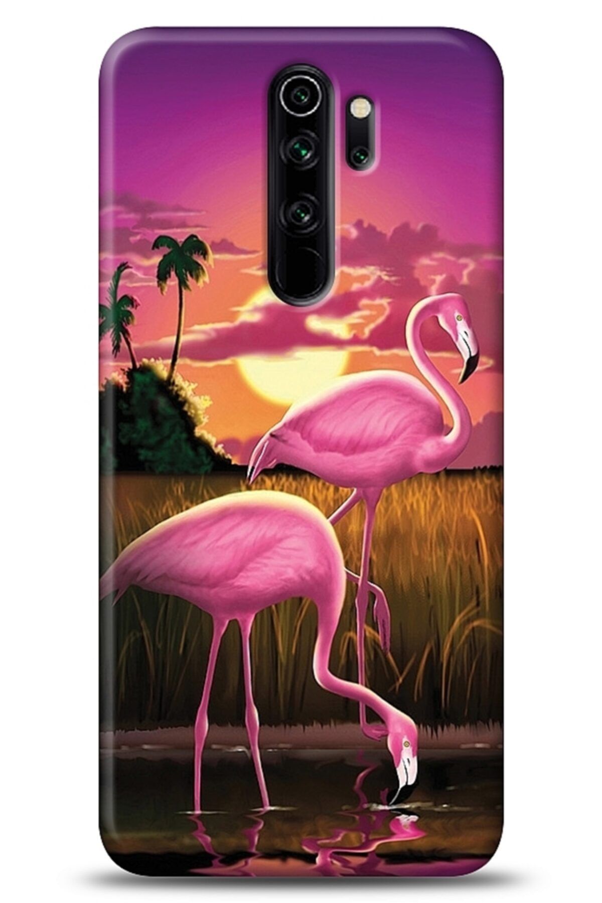 Mobilcadde Xiaomi Redmi Note 8 Pro Sundown Flamingo Resimli Kılıf