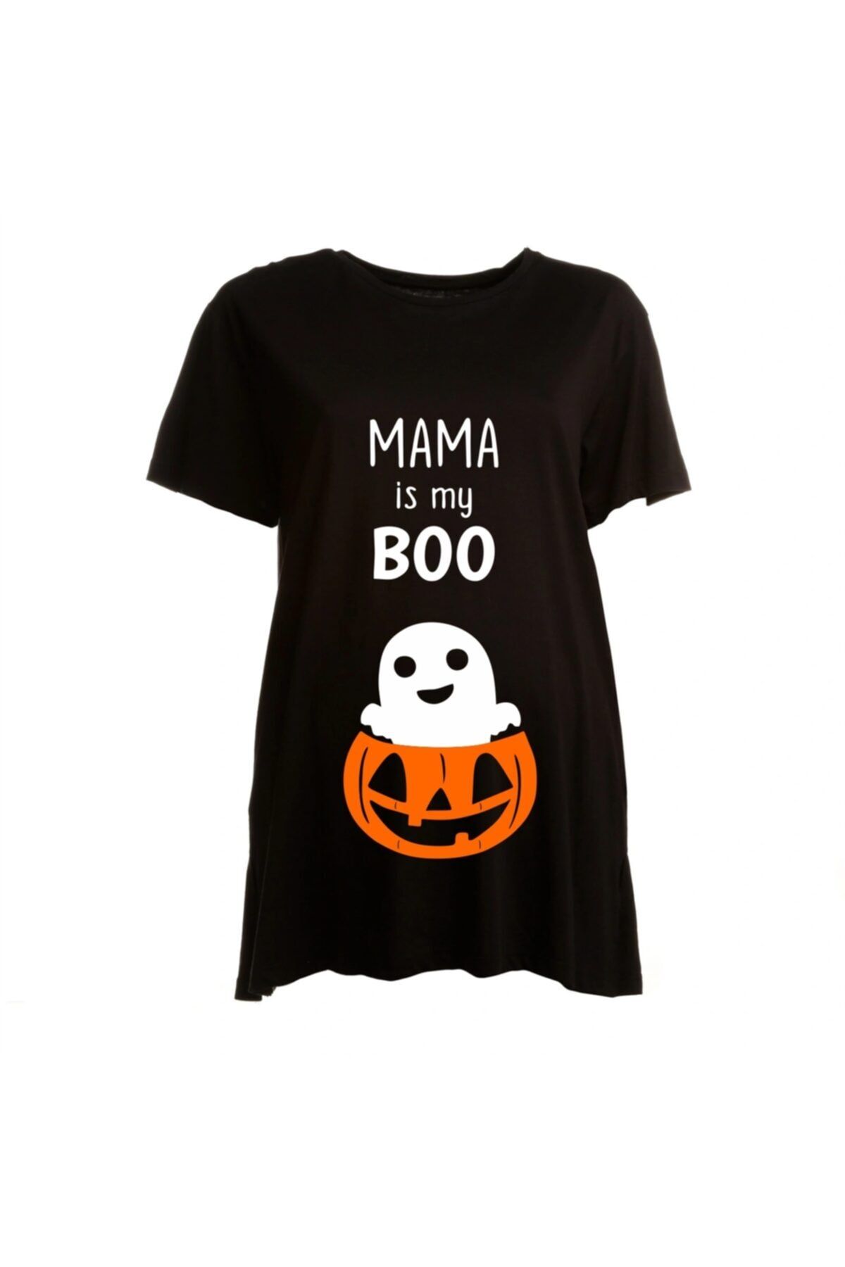 venüsdijital Cadılar Bayramı Halloween Baskılı Siyah Hamile Tişörtü