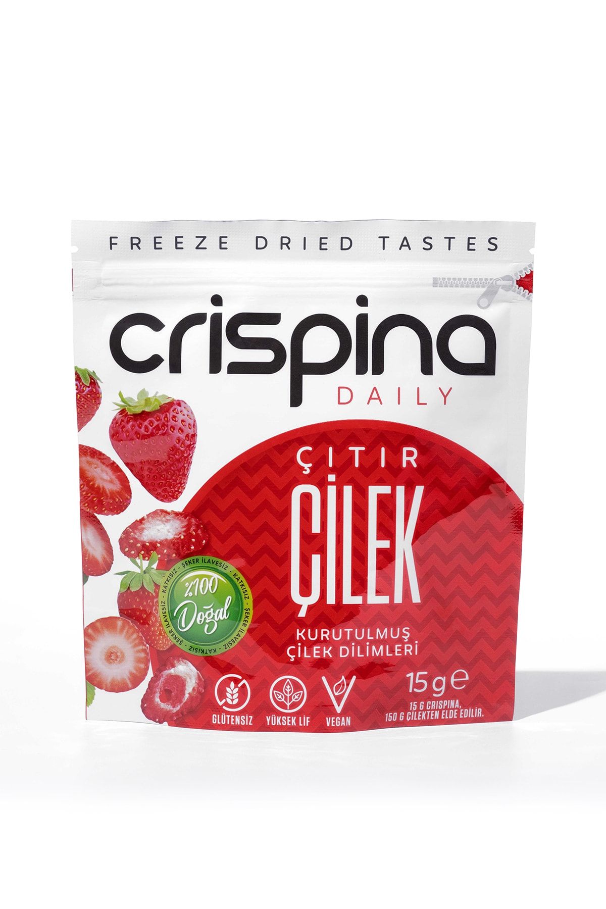Crispina Çıtır Çilek Freeze Dried Sağlıklı Atıştırmalıklar Glutensiz Vegan Doğal Katkısız
