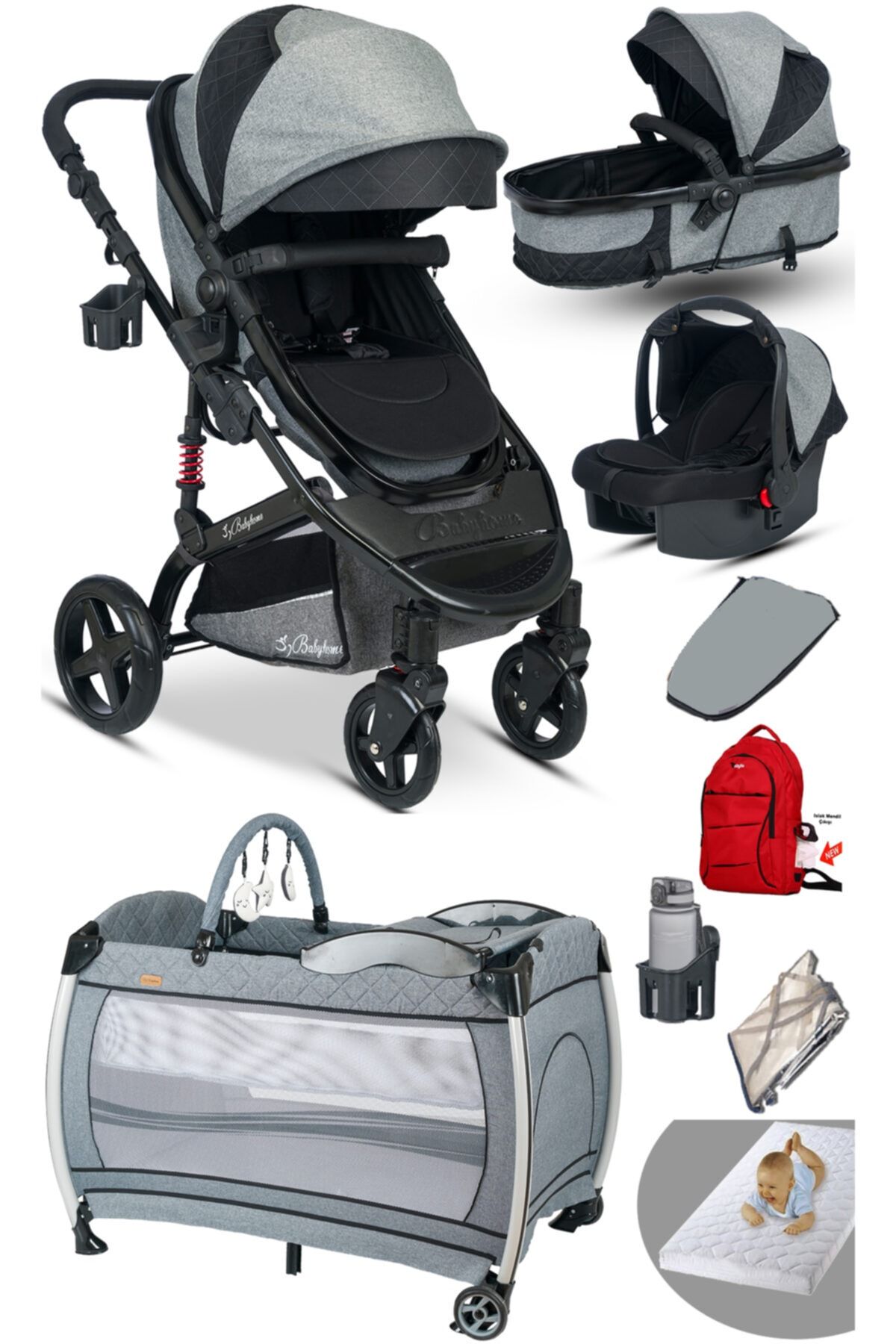 Baby Home 9 In 1 Set 946 Single-to Travel Sistem Bebek Arabası Ve 600 Oyun Parkı Park Yatak Beşik