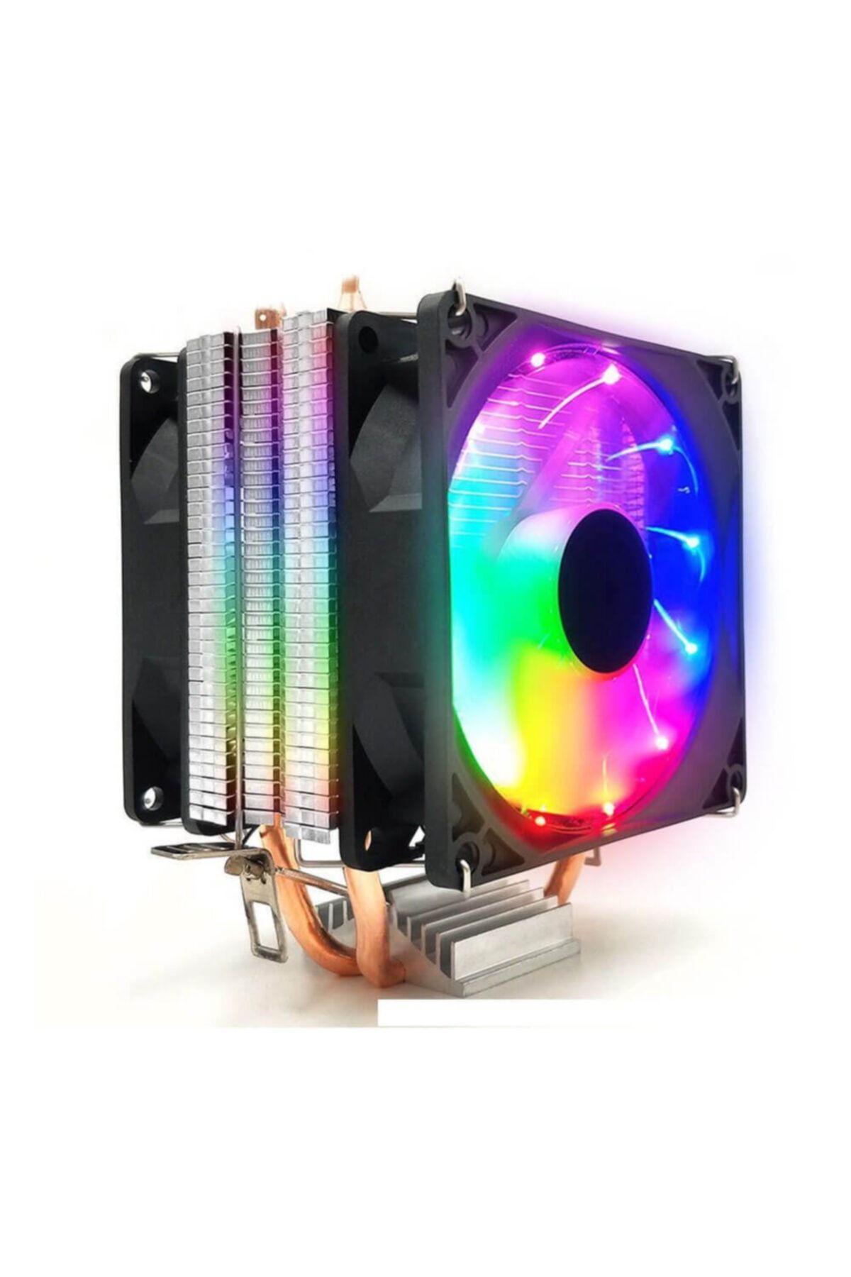 Genel Markalar Snowman Amd Intel Cpu Fan Işlemci Fanı - Çift Fan - Işıklı Rgb Fan